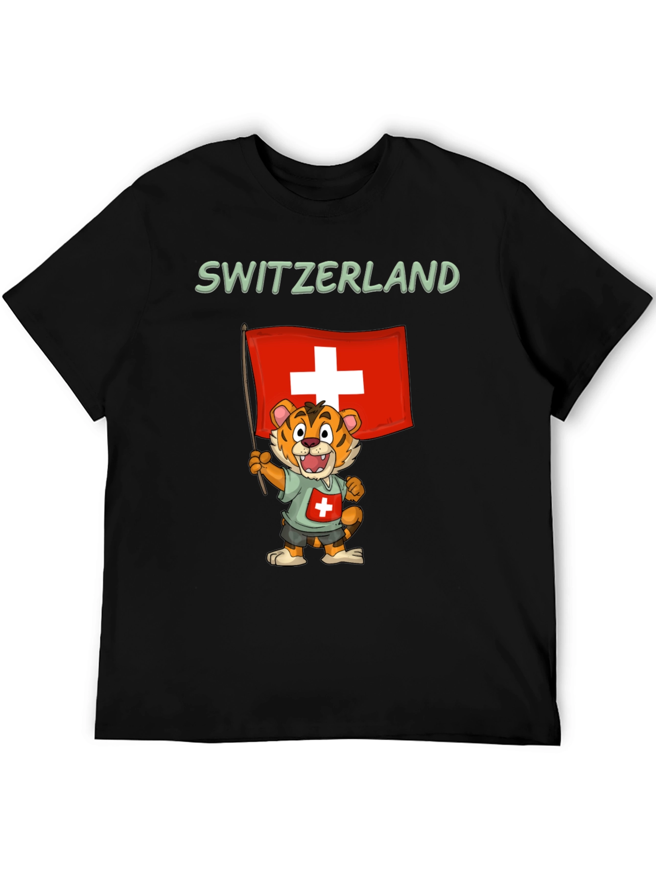 Switzerland Tiger Cartoon Graphic T-Shirt