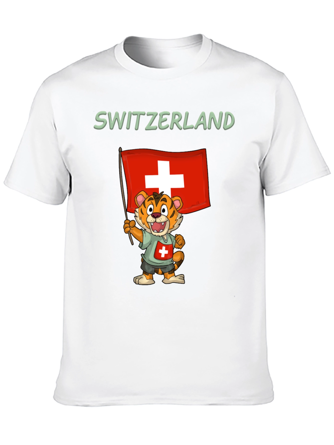 Switzerland Tiger Cartoon Graphic T-Shirt