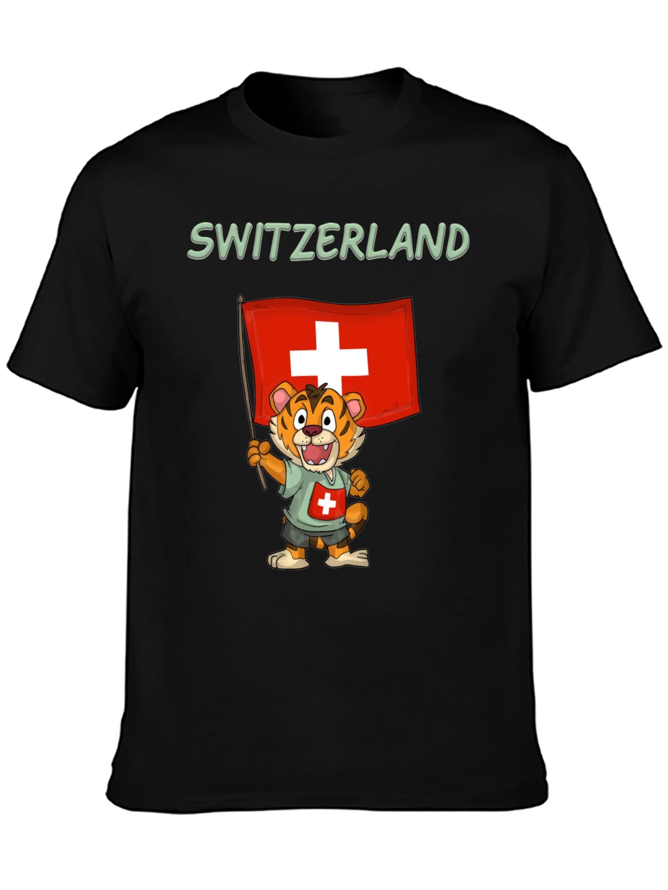 Switzerland Tiger Cartoon Graphic T-Shirt