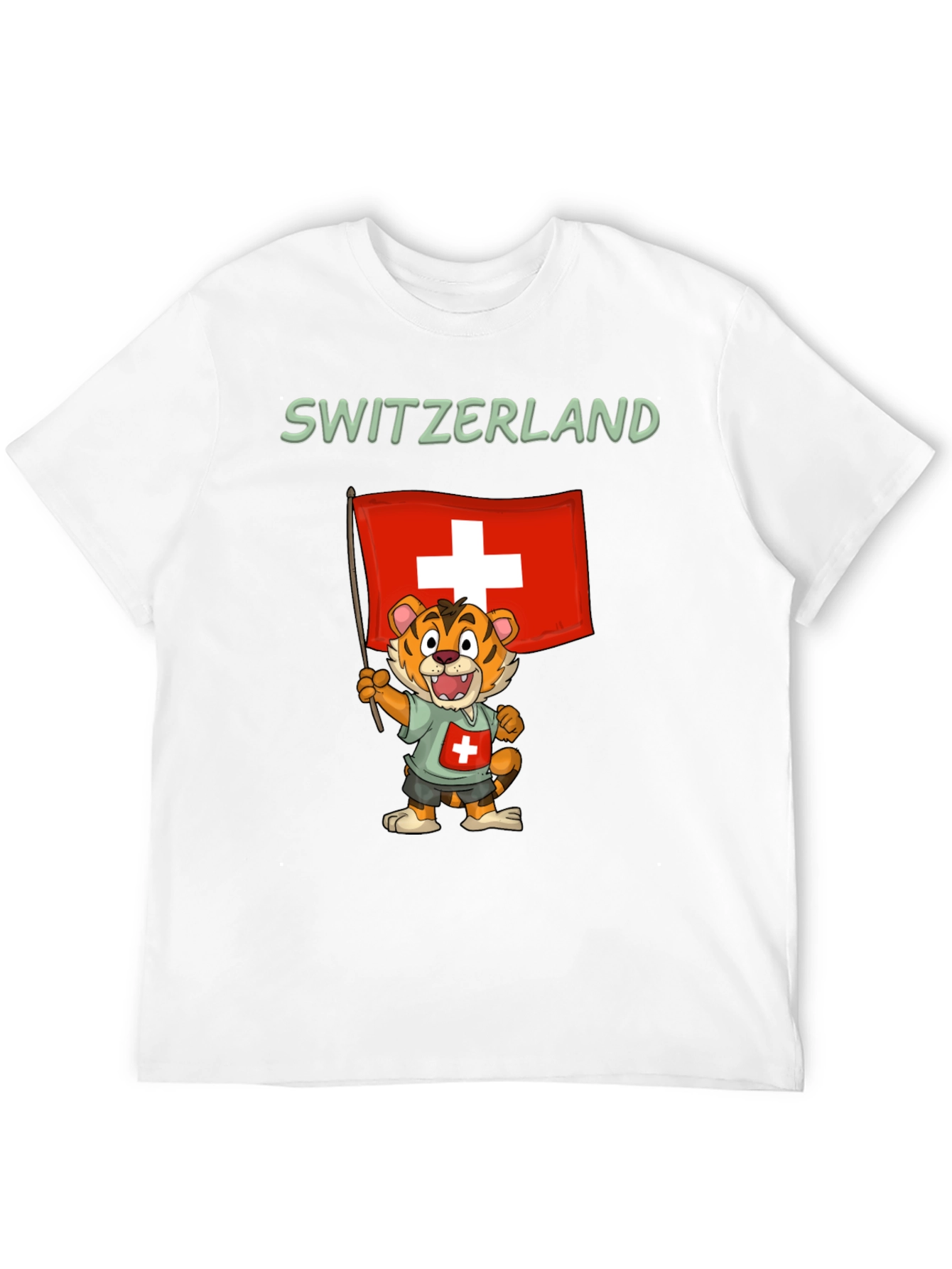 Switzerland Tiger Cartoon Graphic T-Shirt