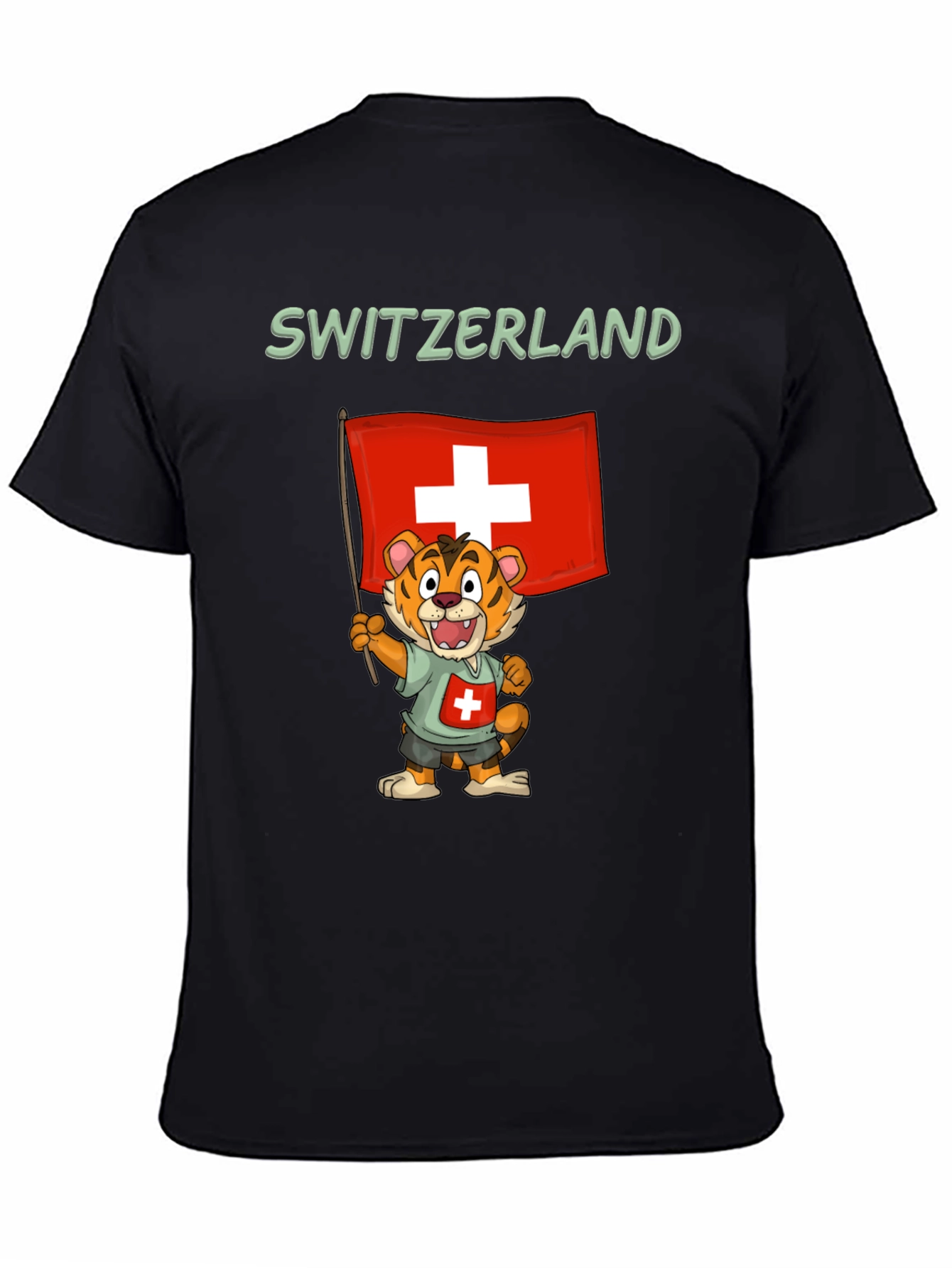 Switzerland Tiger Cartoon Graphic T-Shirt