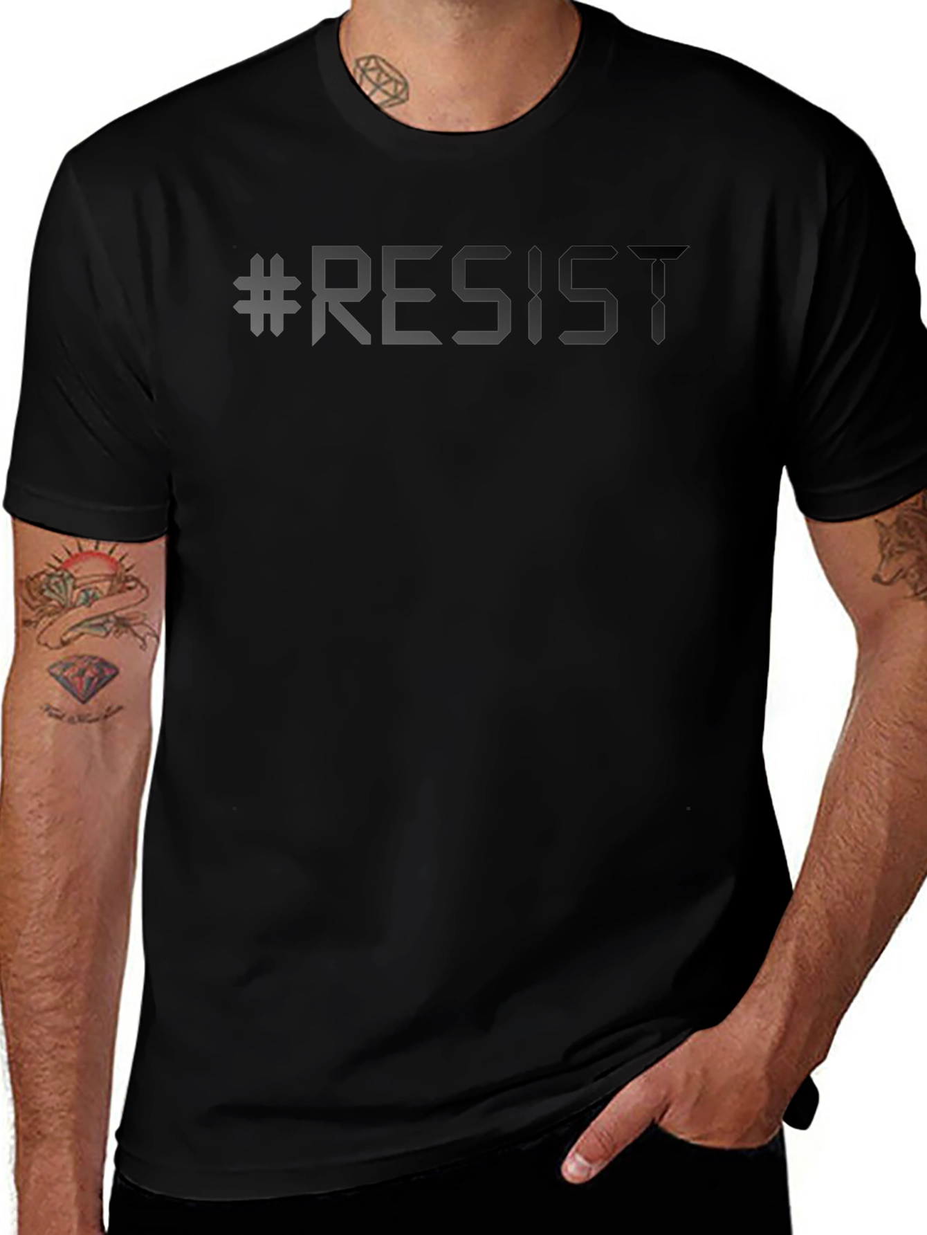 #Resist Graphic T-Shirt - Black Crew Neck Tee