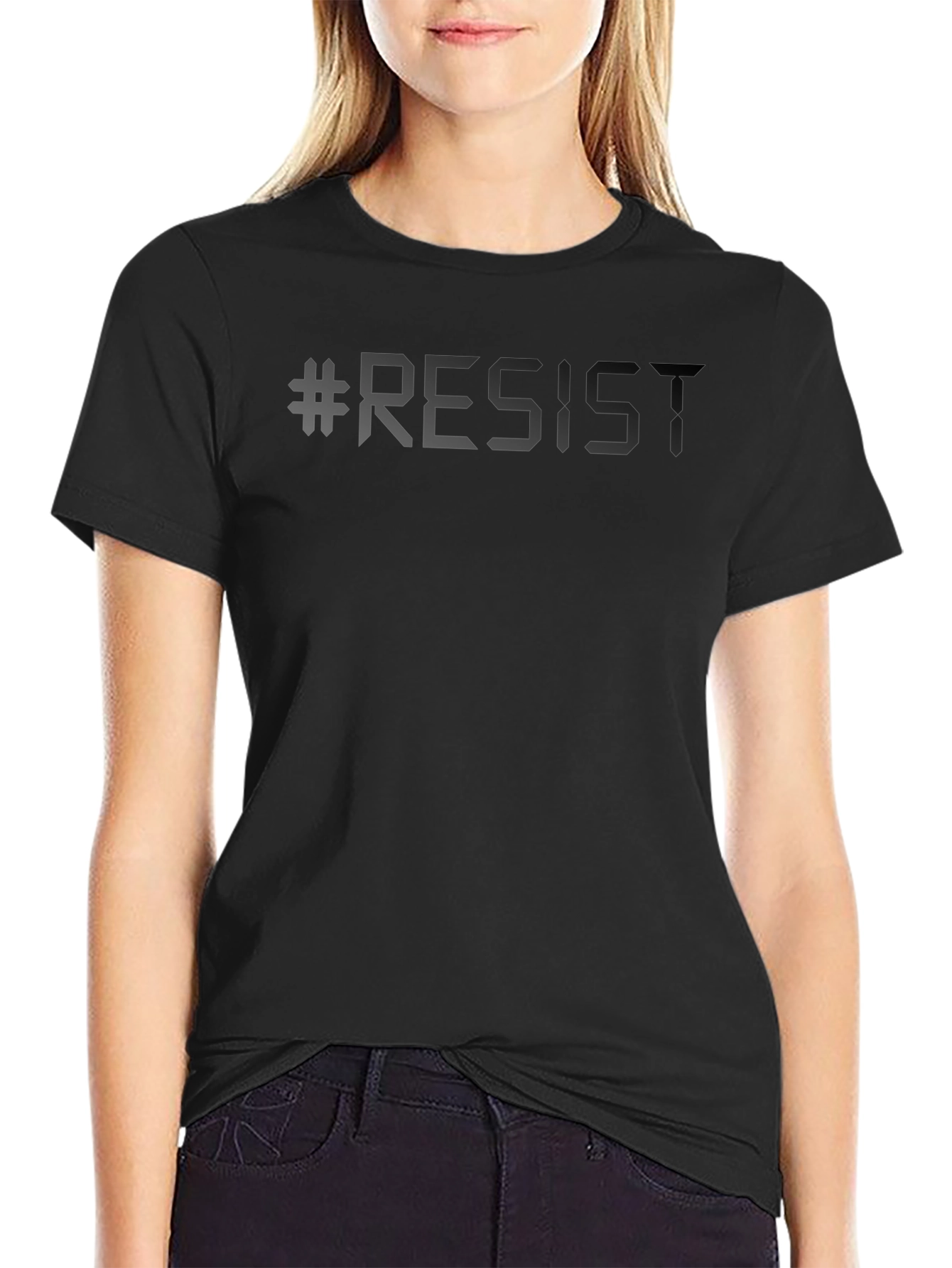 #Resist Graphic T-Shirt - Black Crew Neck Tee