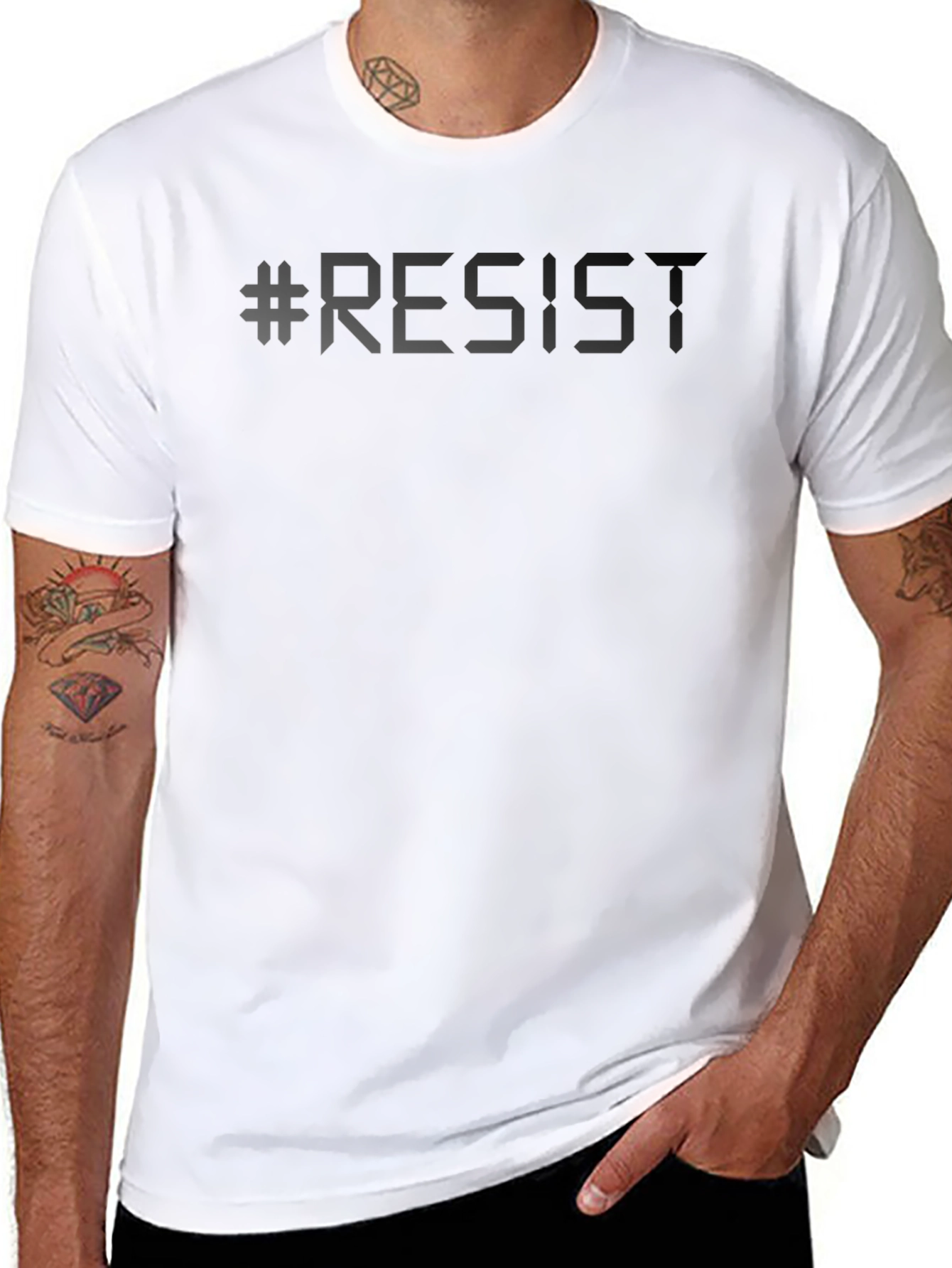#Resist Graphic T-Shirt - Black Crew Neck Tee