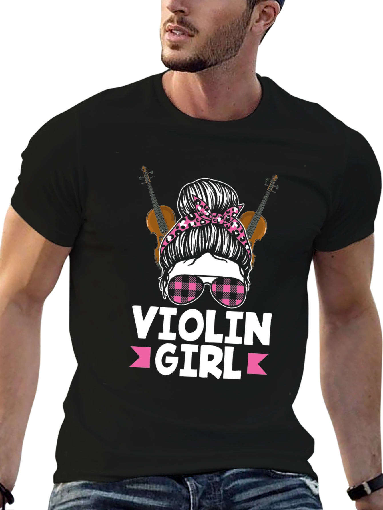 Violin Girl T-Shirt Messy Bun Violinist Tee