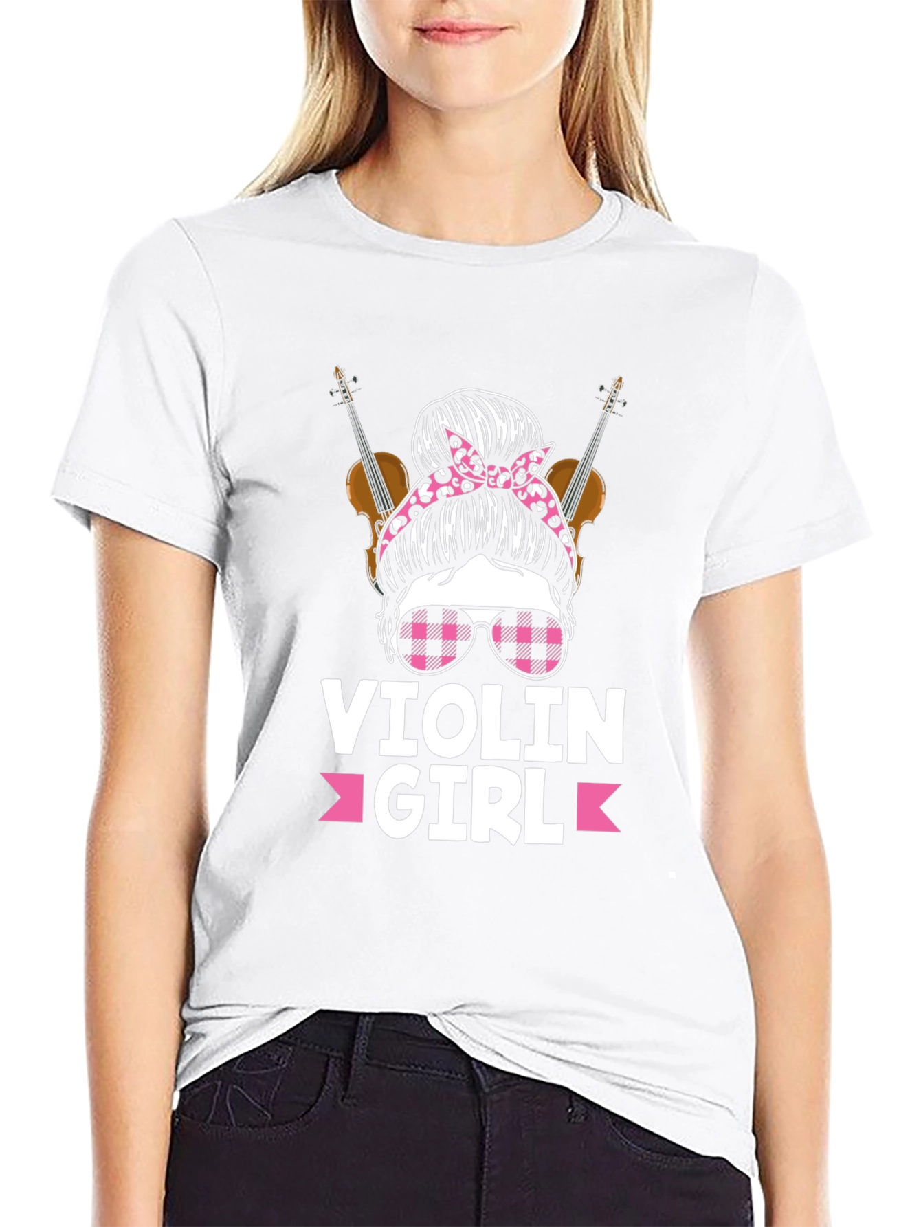Violin Girl T-Shirt Messy Bun Violinist Tee