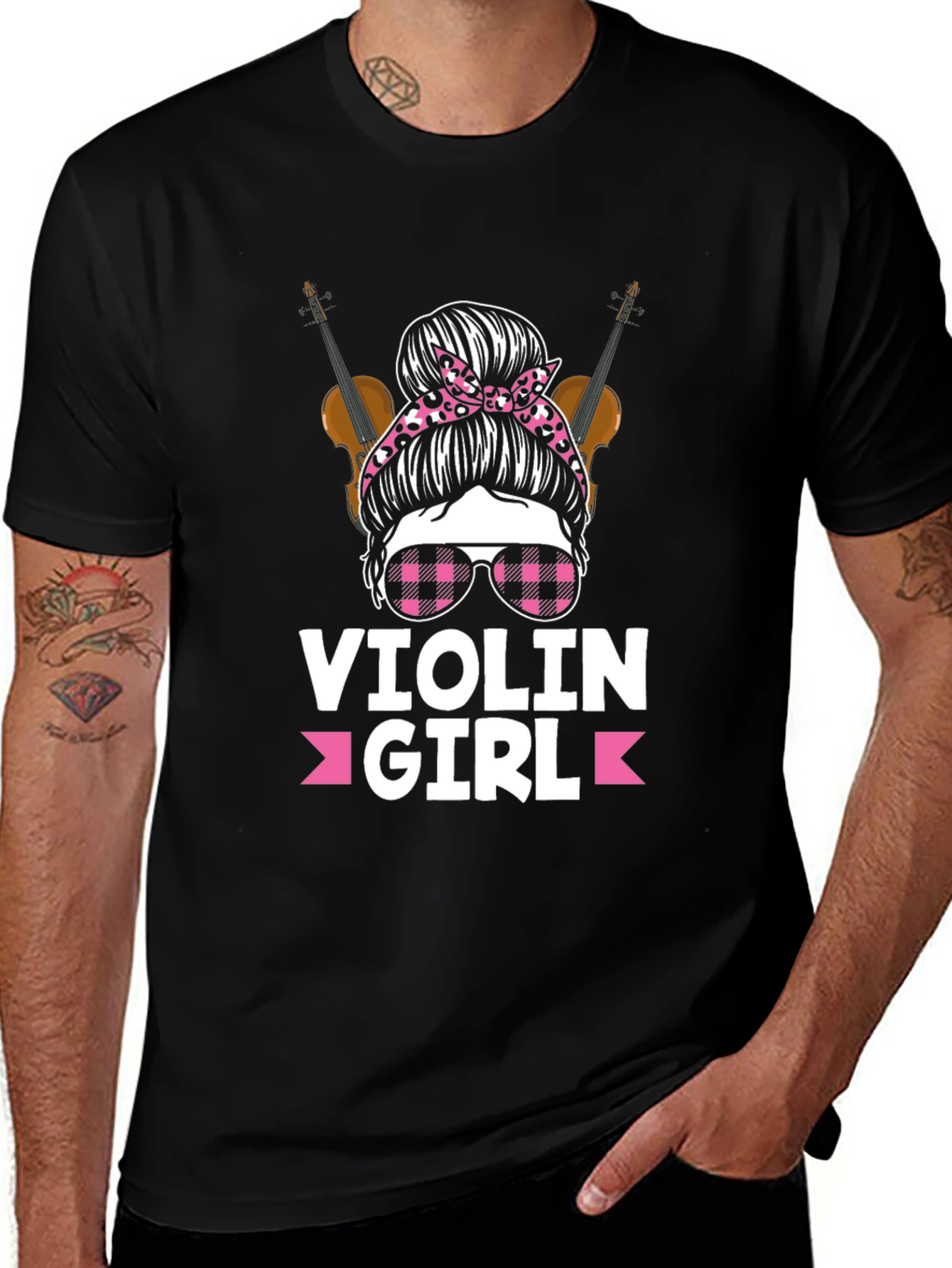 Violin Girl T-Shirt Messy Bun Violinist Tee