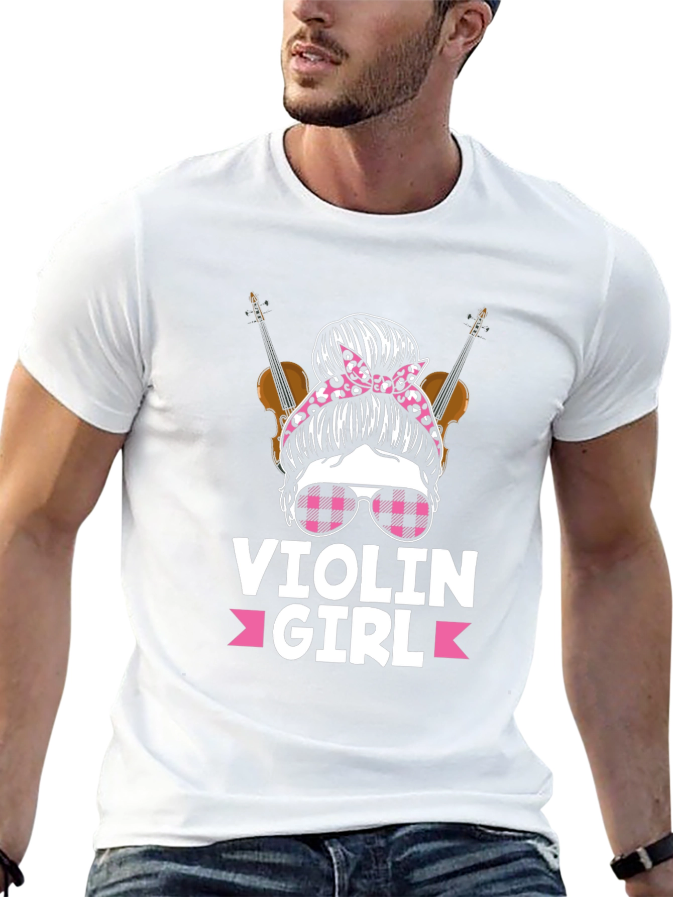 Violin Girl T-Shirt Messy Bun Violinist Tee