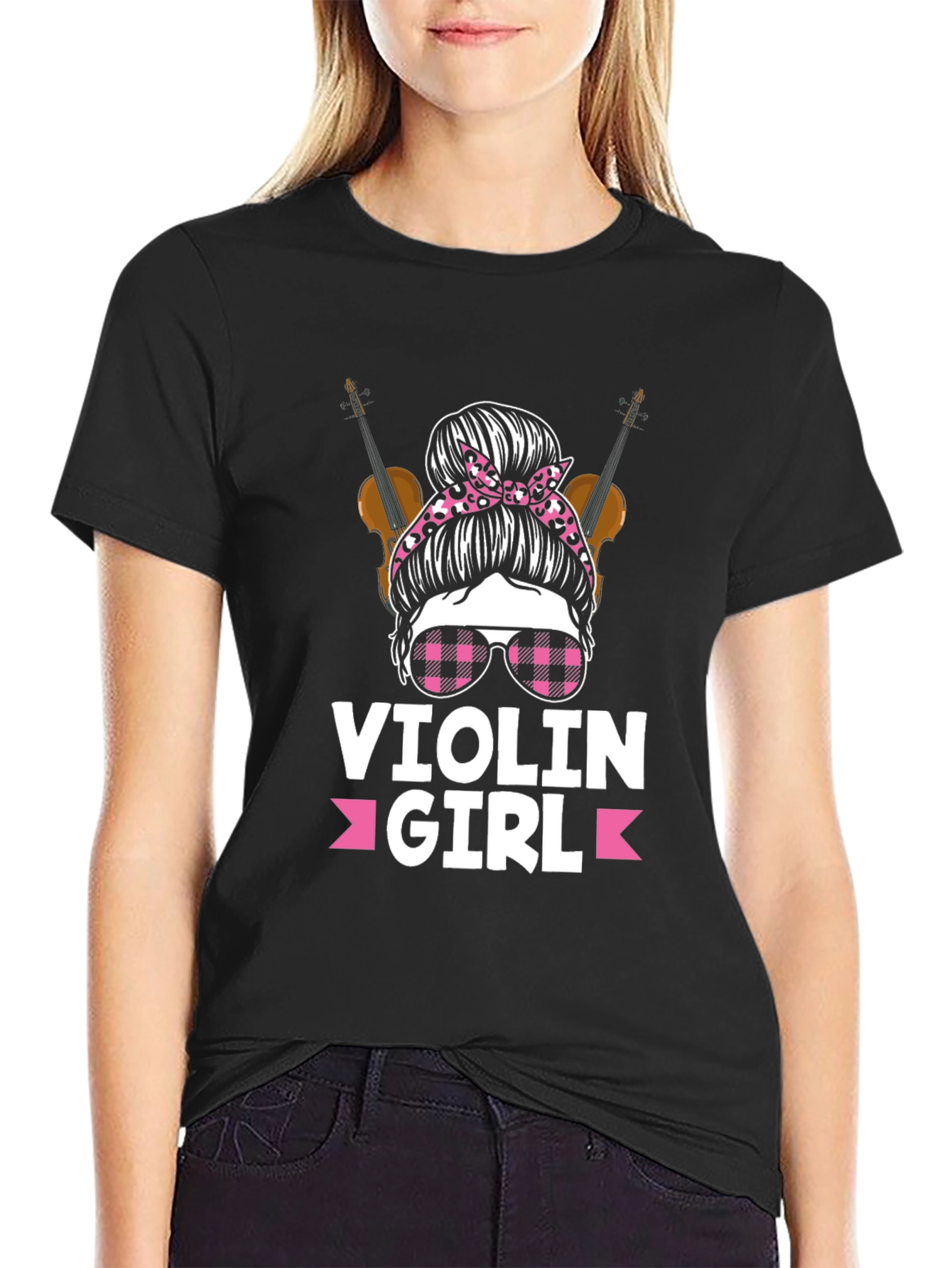 Violin Girl T-Shirt Messy Bun Violinist Tee
