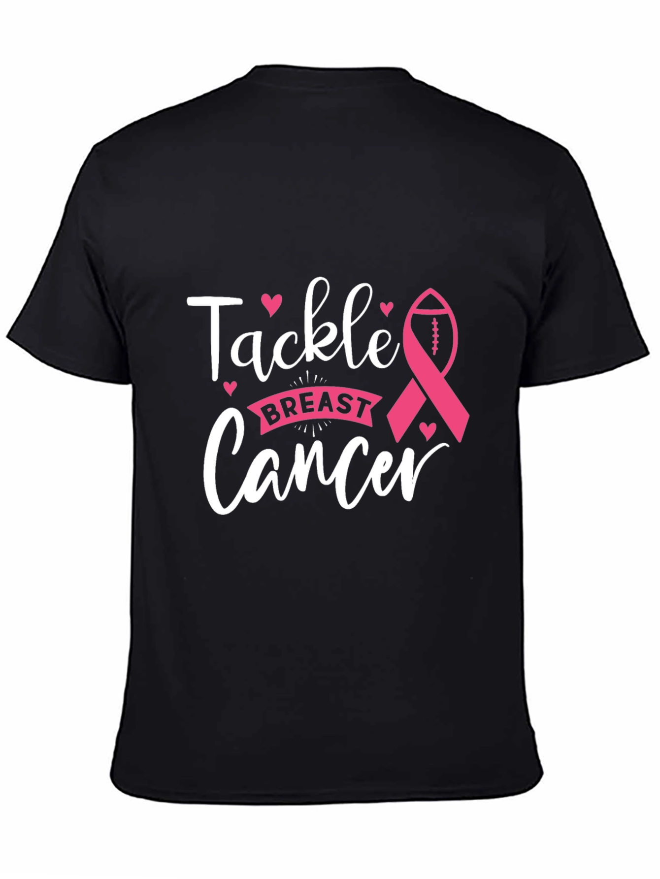 Tackle Breast Cancer T-Shirt Awareness Ribbon Football Tee