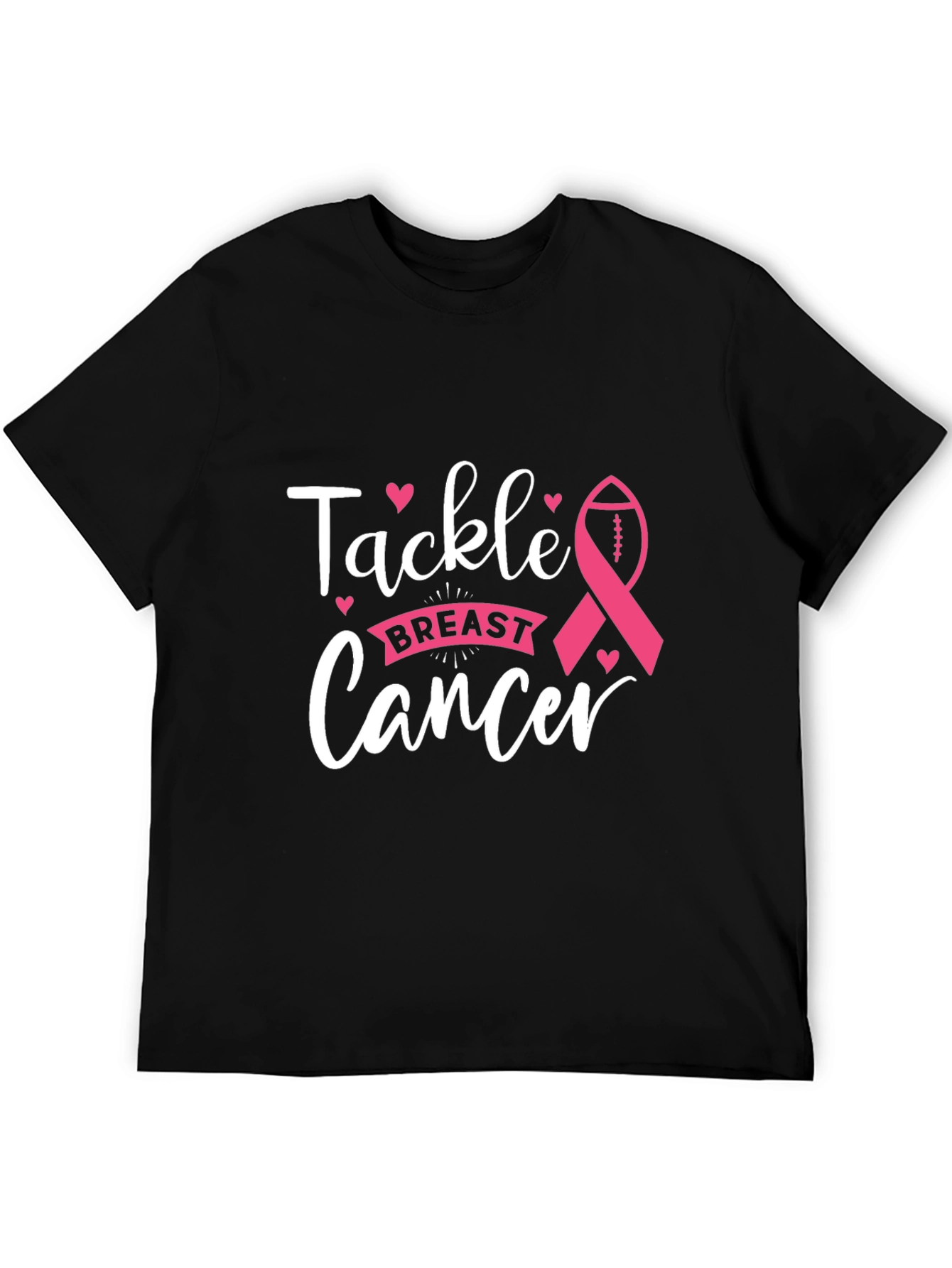 Tackle Breast Cancer T-Shirt Awareness Ribbon Football Tee
