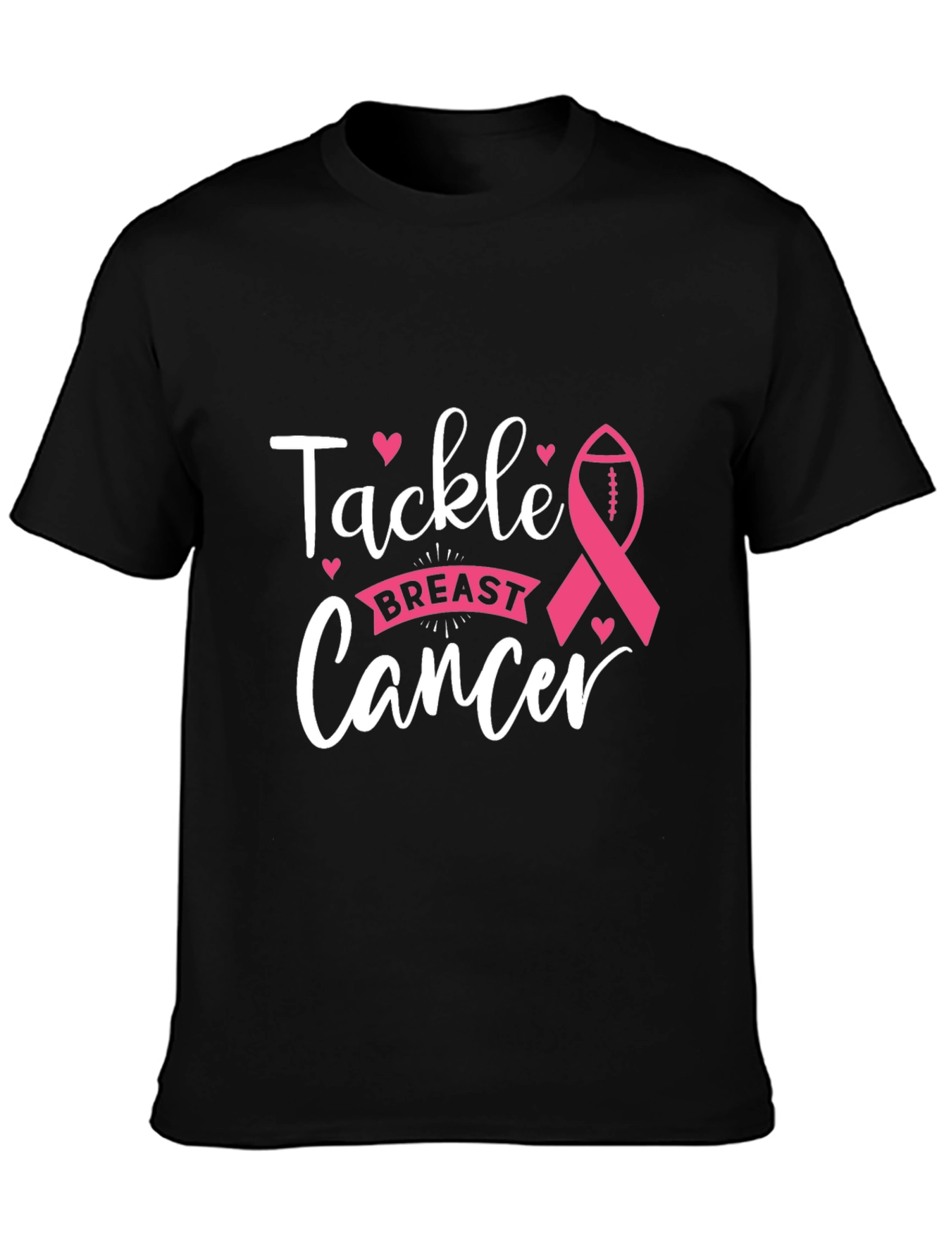 Tackle Breast Cancer T-Shirt Awareness Ribbon Football Tee