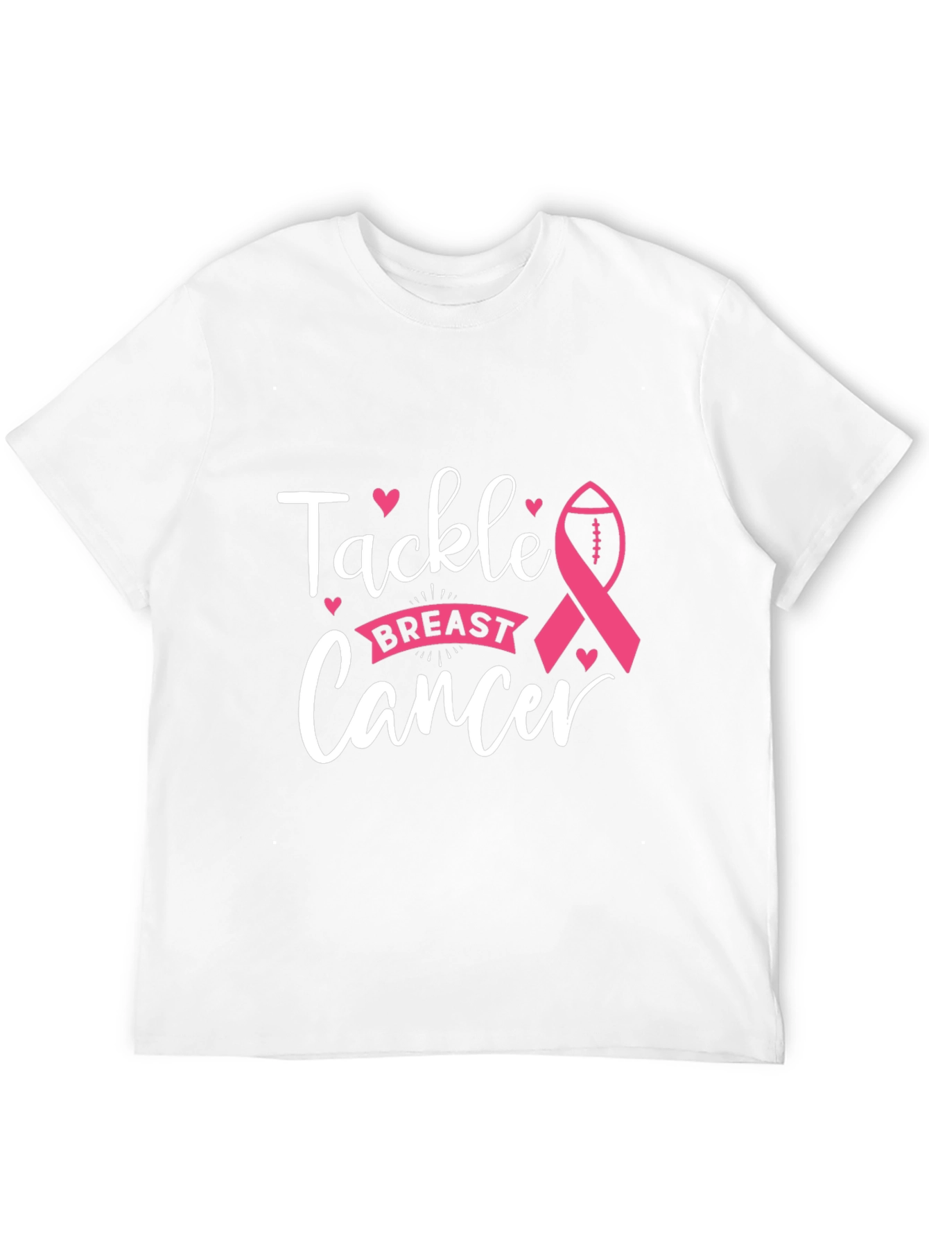 Tackle Breast Cancer T-Shirt Awareness Ribbon Football Tee