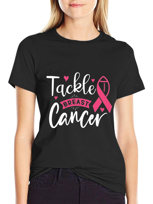 Tackle Breast Cancer T-Shirt Awareness Ribbon Football Tee