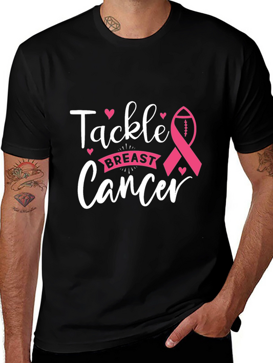 Tackle Breast Cancer T-Shirt Awareness Ribbon Football Tee