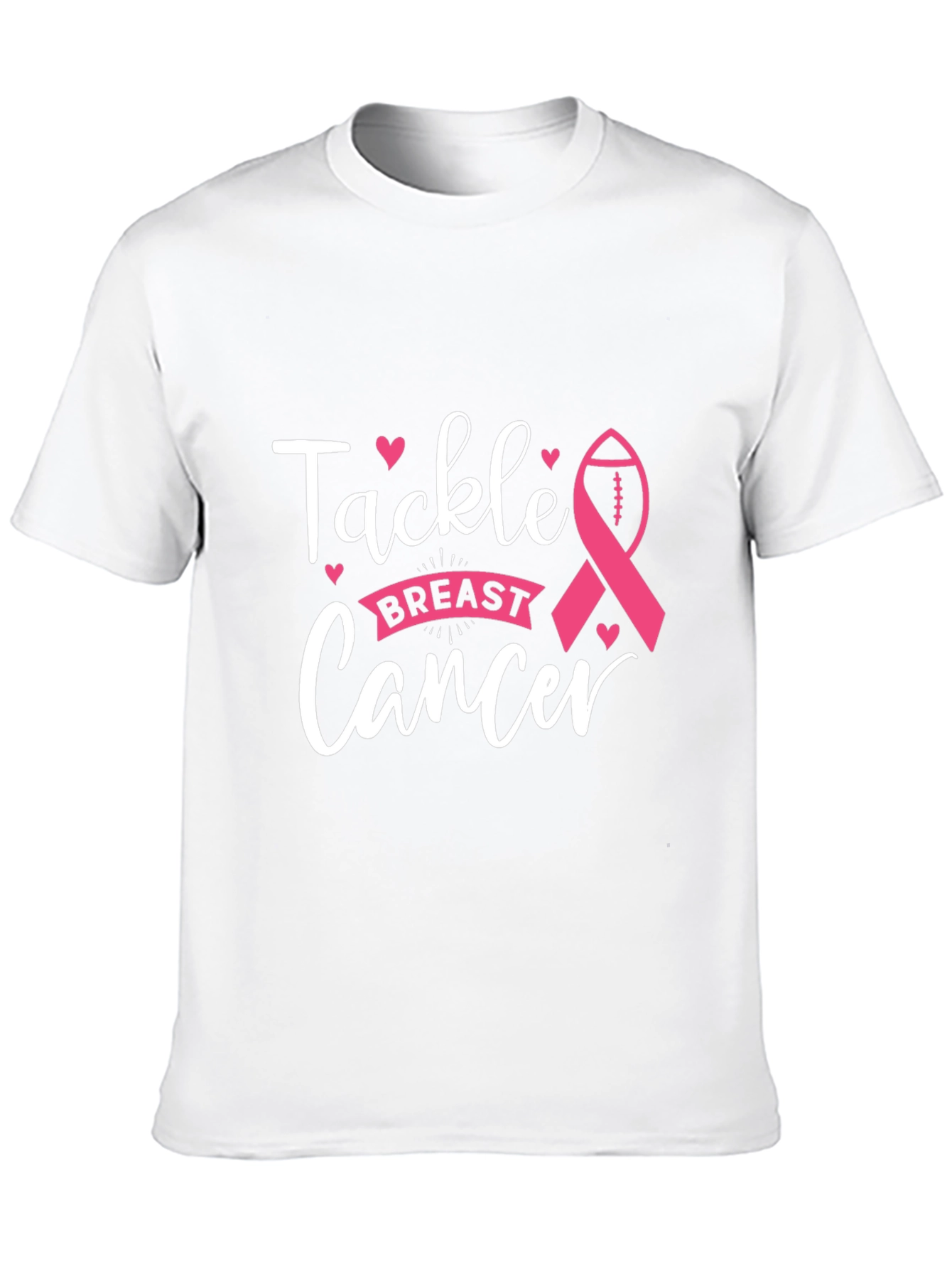 Tackle Breast Cancer T-Shirt Awareness Ribbon Football Tee
