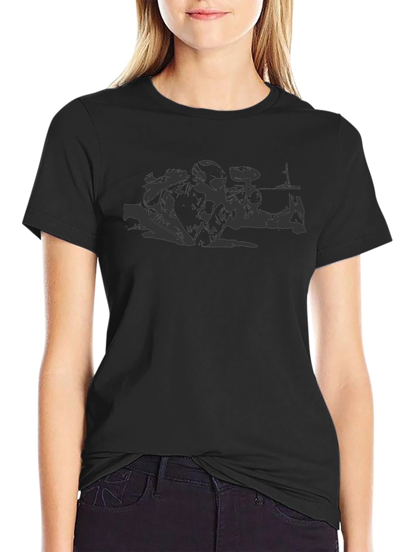 Tactical Shooter Graphic Tee - Black Cotton T-Shirt