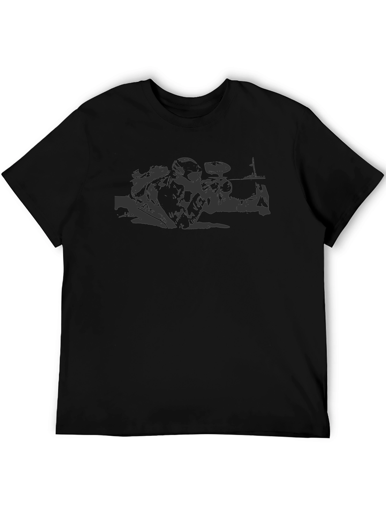 Tactical Shooter Graphic Tee - Black Cotton T-Shirt
