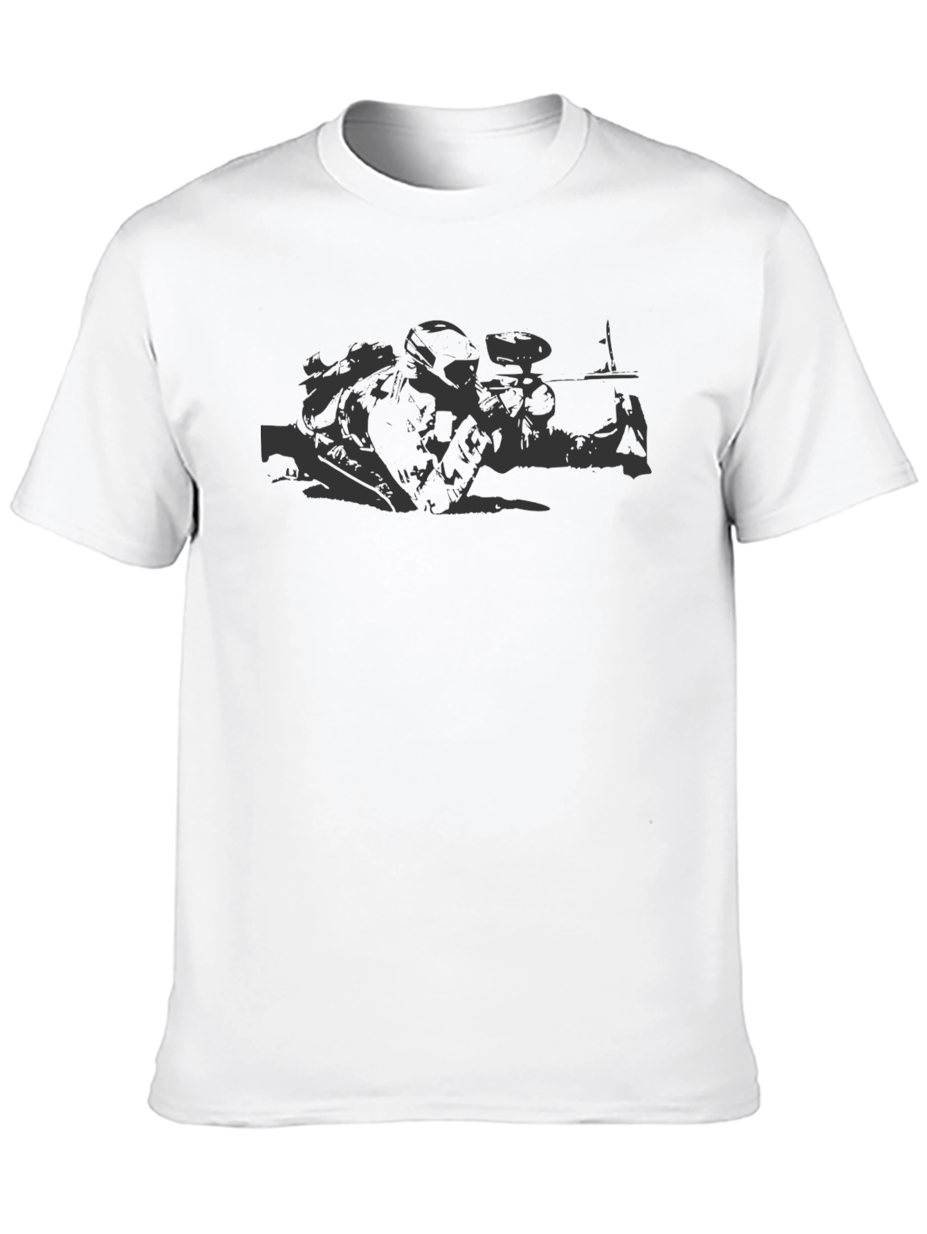 Tactical Shooter Graphic Tee - Black Cotton T-Shirt