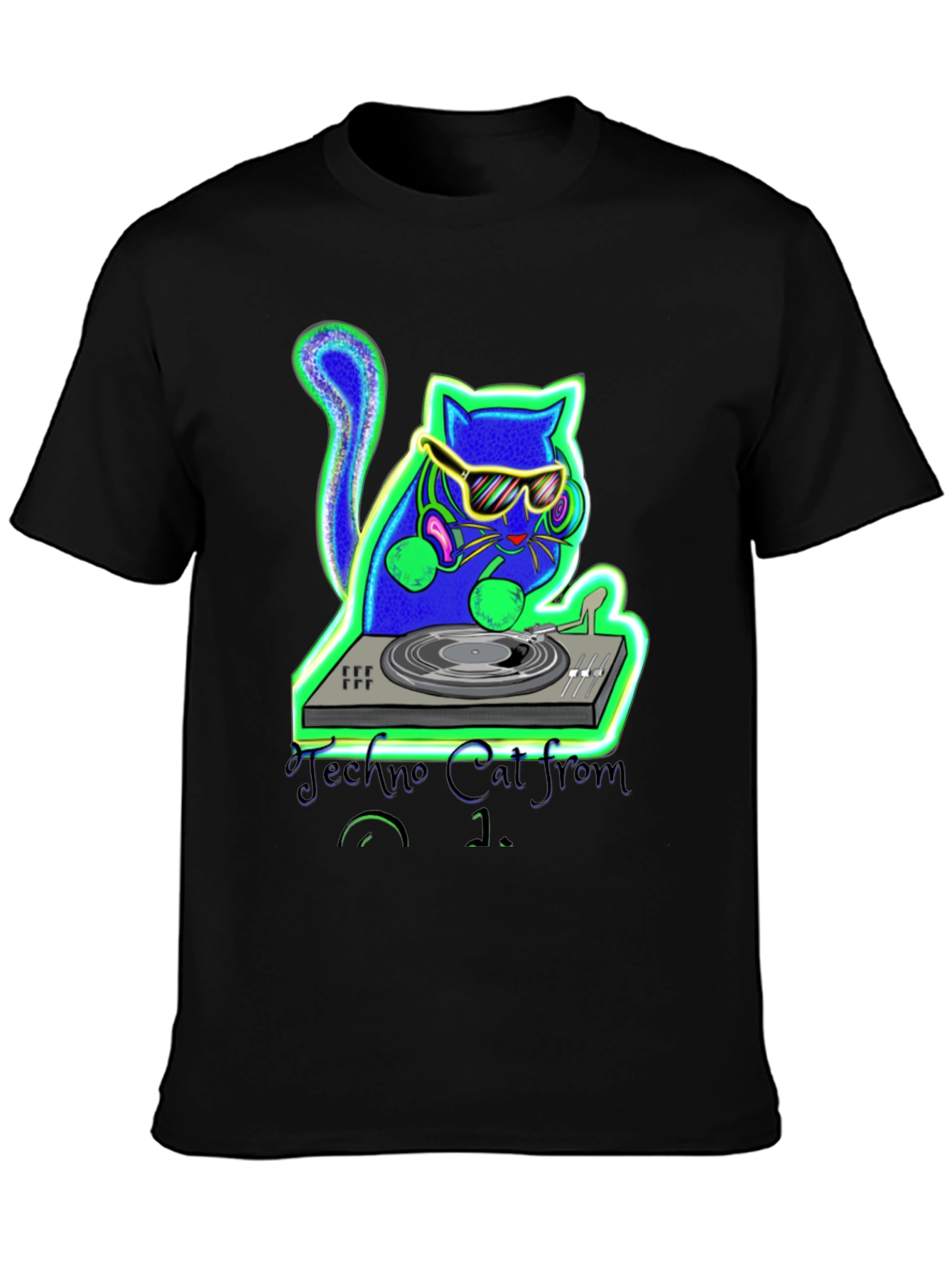 Techno Cat DJ Graphic T-Shirt