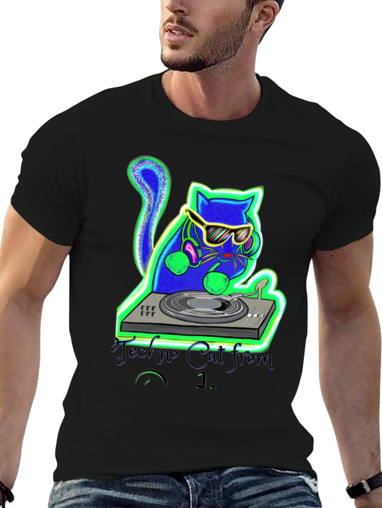 Techno Cat DJ Graphic T-Shirt