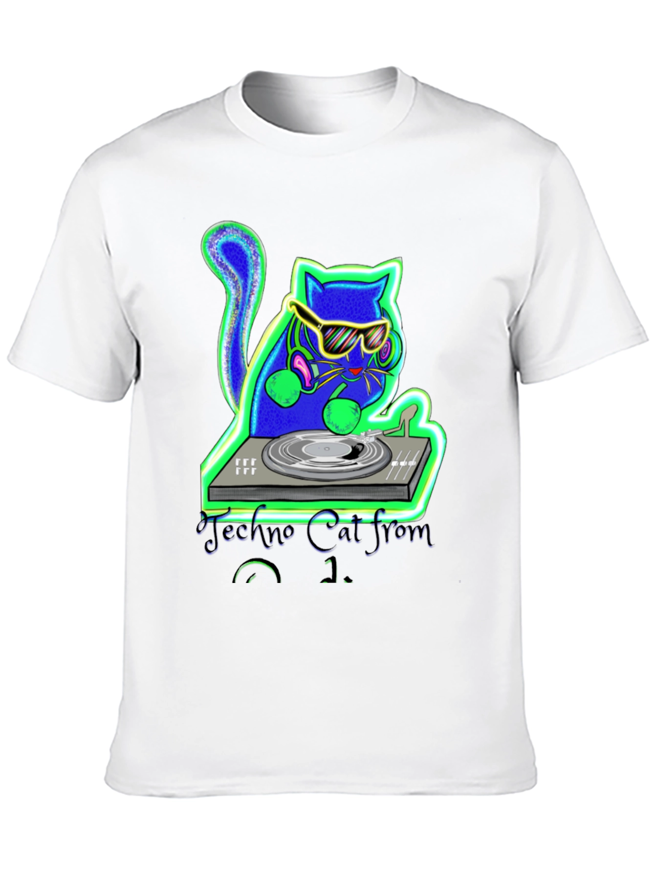 Techno Cat DJ Graphic T-Shirt