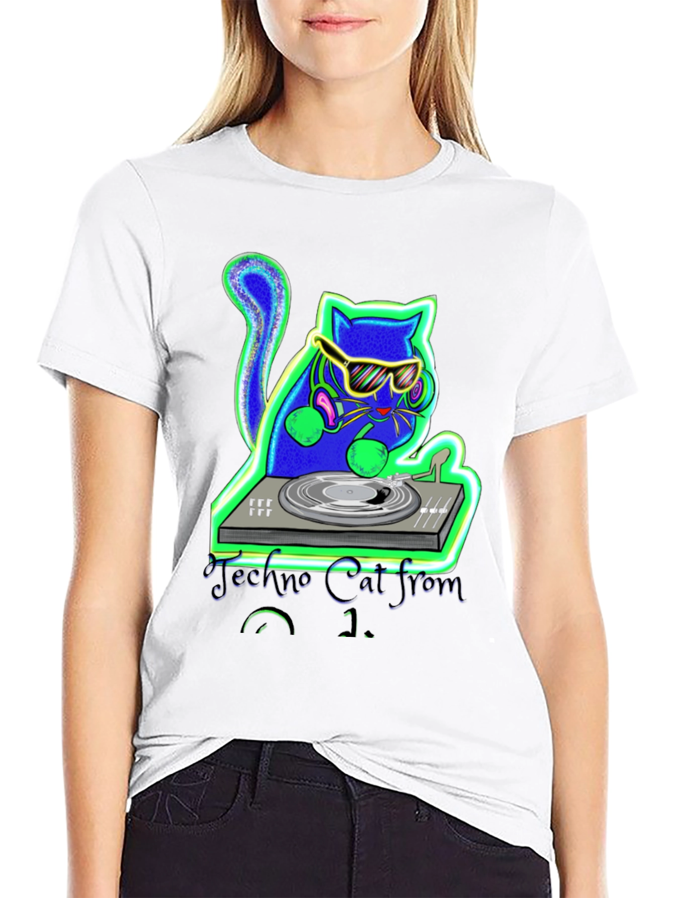 Techno Cat DJ Graphic T-Shirt