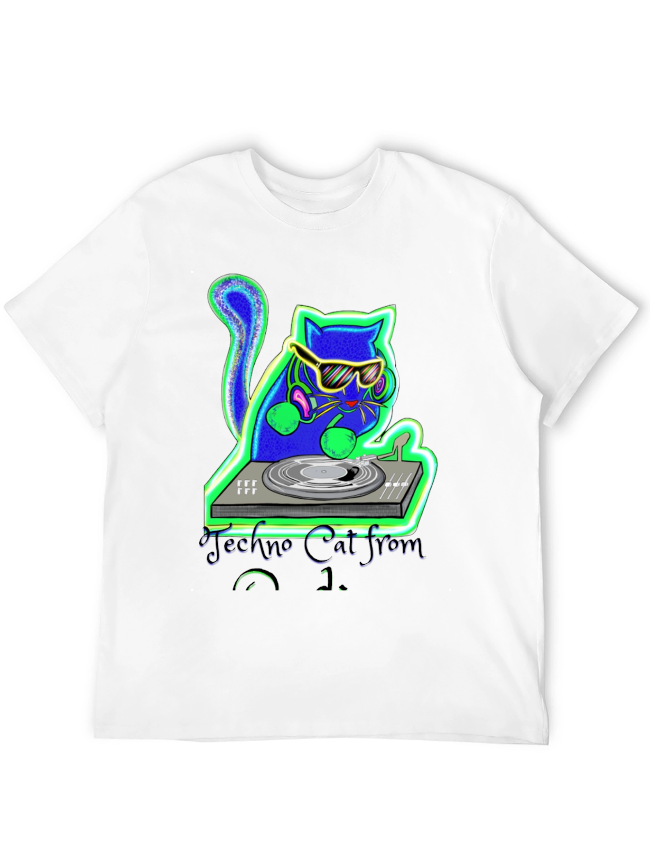 Techno Cat DJ Graphic T-Shirt