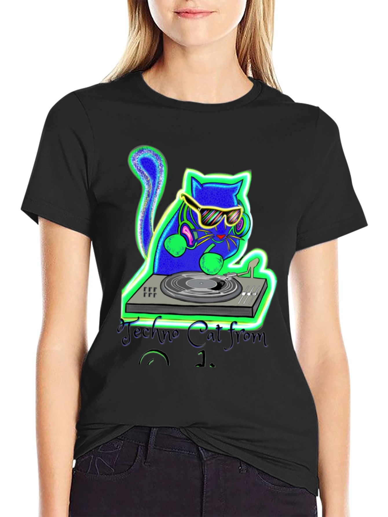 Techno Cat DJ Graphic T-Shirt