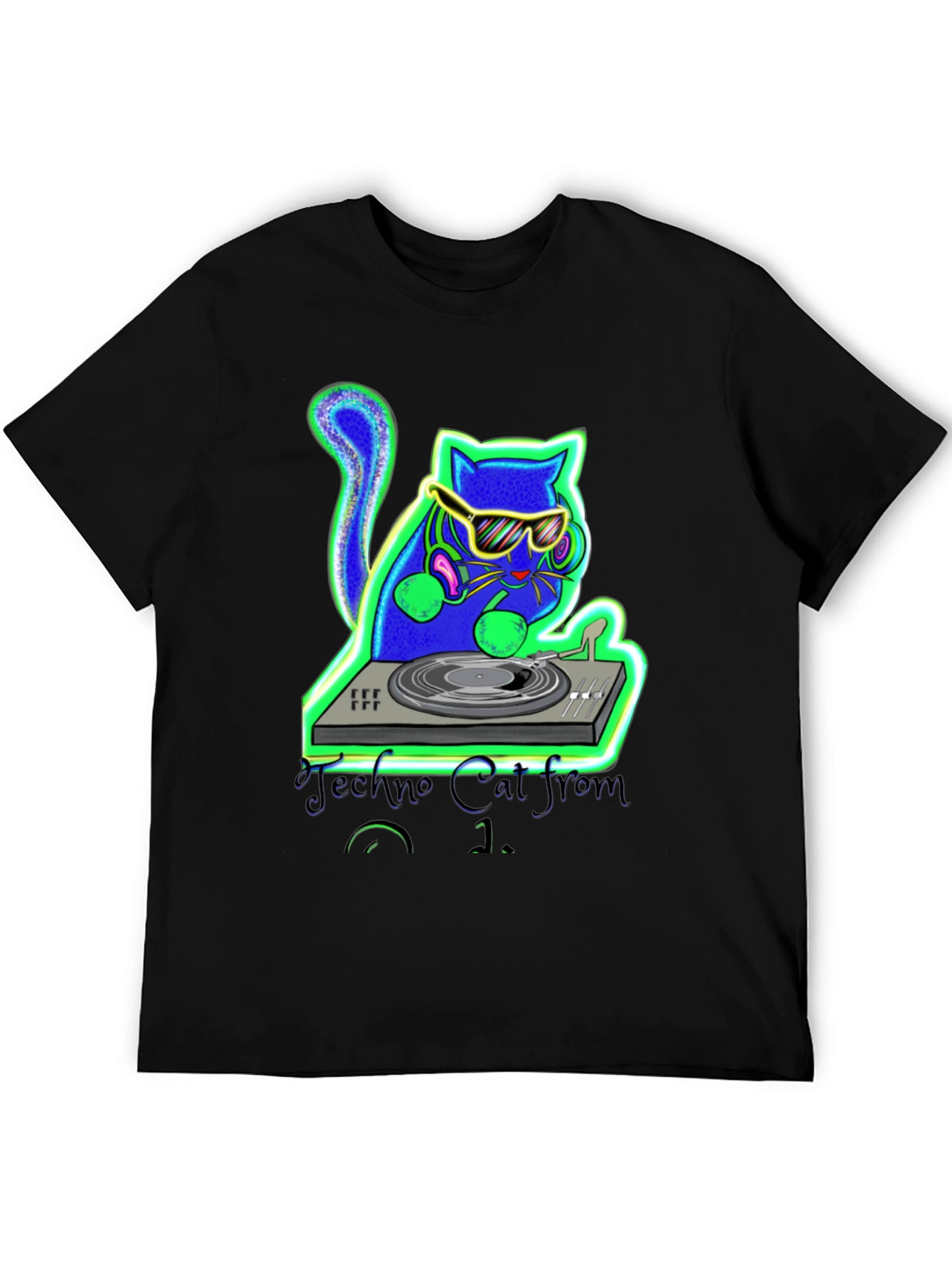 Techno Cat DJ Graphic T-Shirt