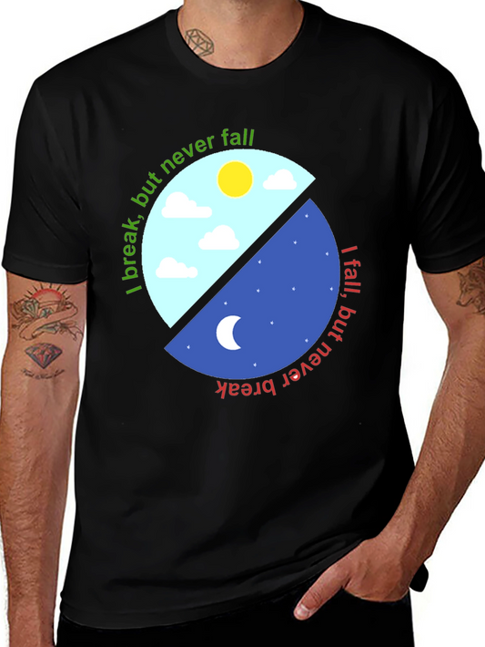 Yin Yang T-Shirt - I Break But Never Fall Design
