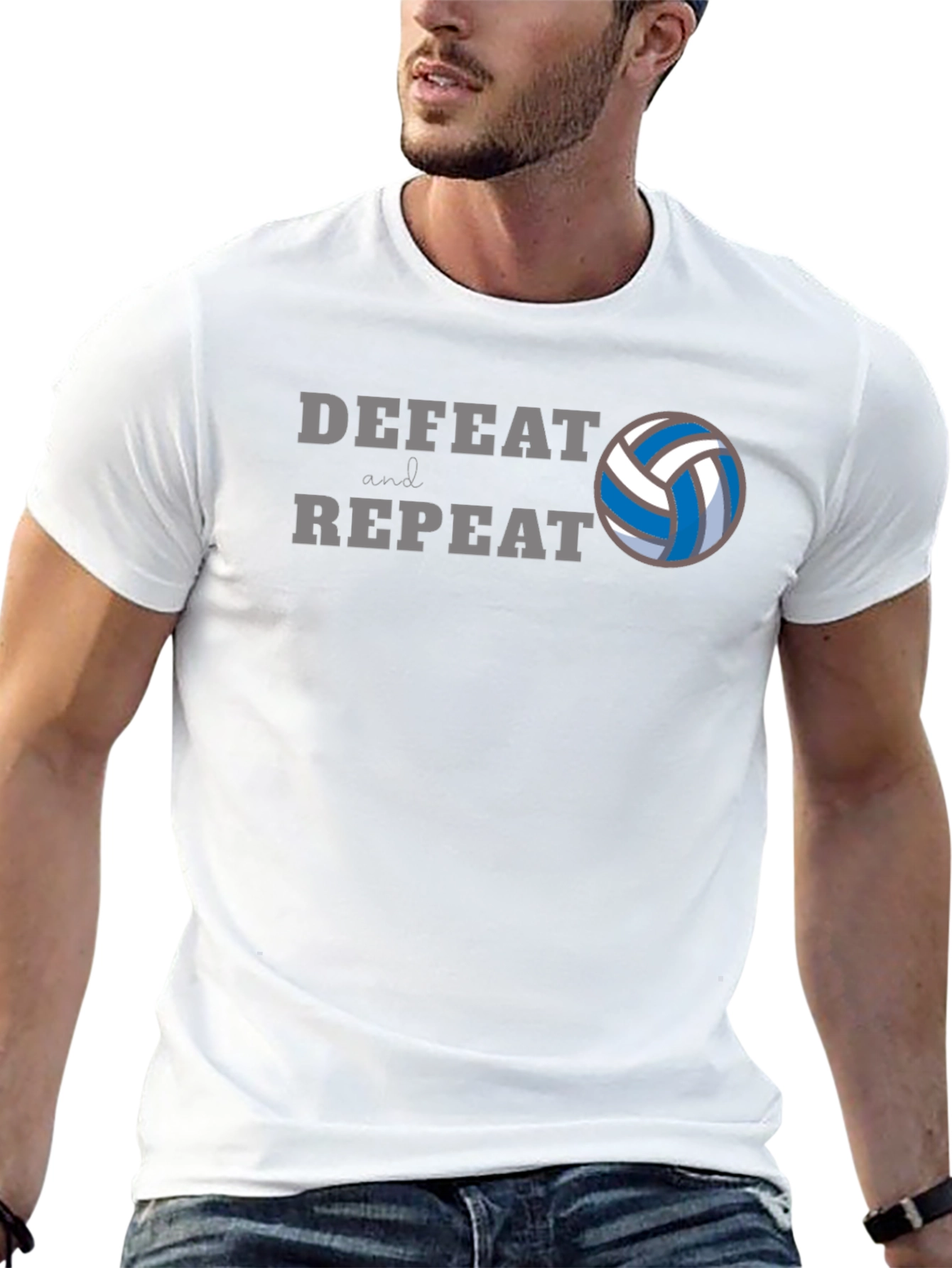 Volleyball Defeat and Repeat Black T-Shirt