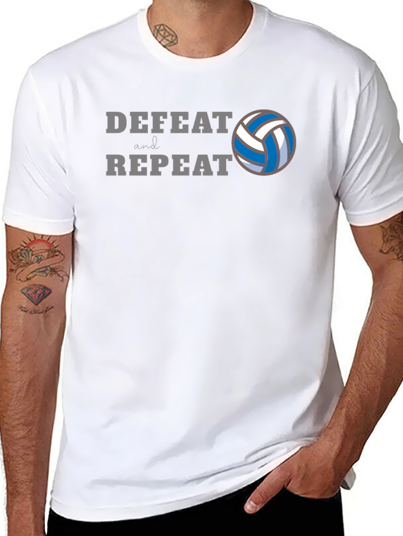 Volleyball Defeat and Repeat Black T-Shirt