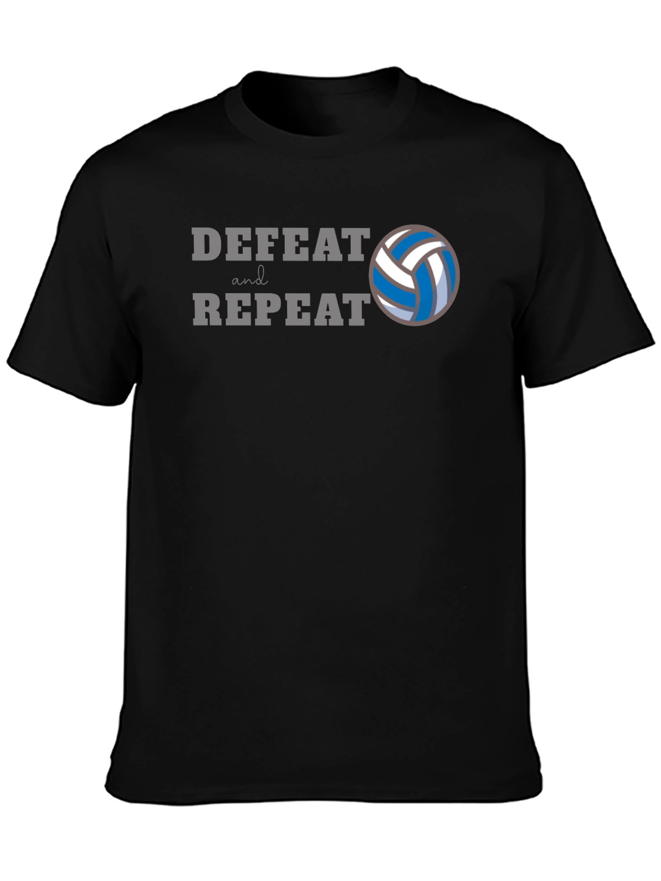 Volleyball Defeat and Repeat Black T-Shirt