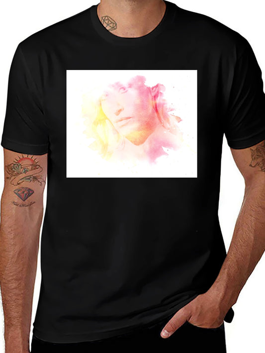 Watercolor Face Graphic Black T-Shirt
