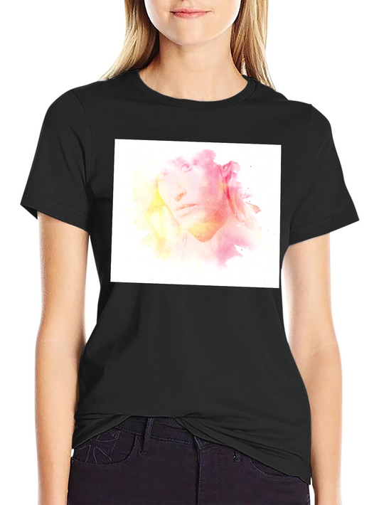 Watercolor Face Graphic Black T-Shirt