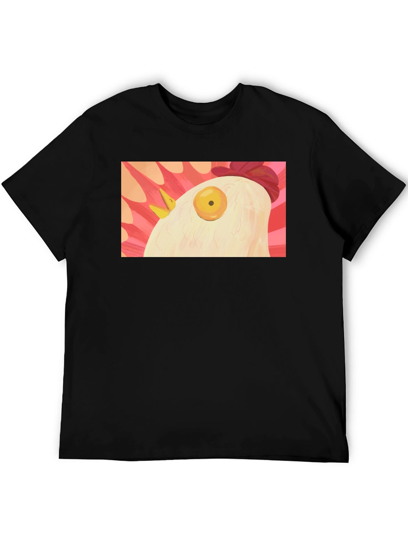 Surreal Chicken Graphic Tee - Black Crew Neck