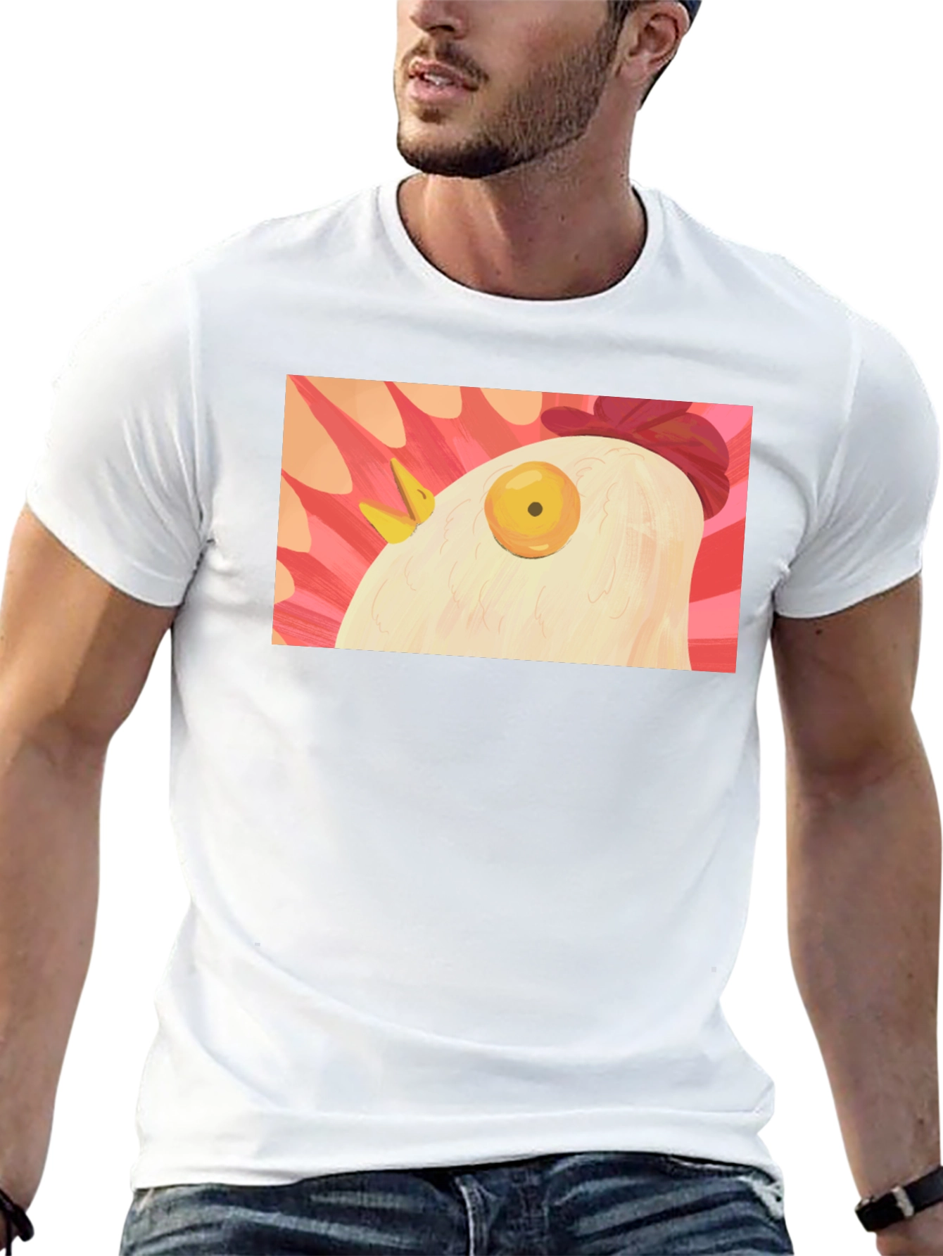 Surreal Chicken Graphic Tee - Black Crew Neck