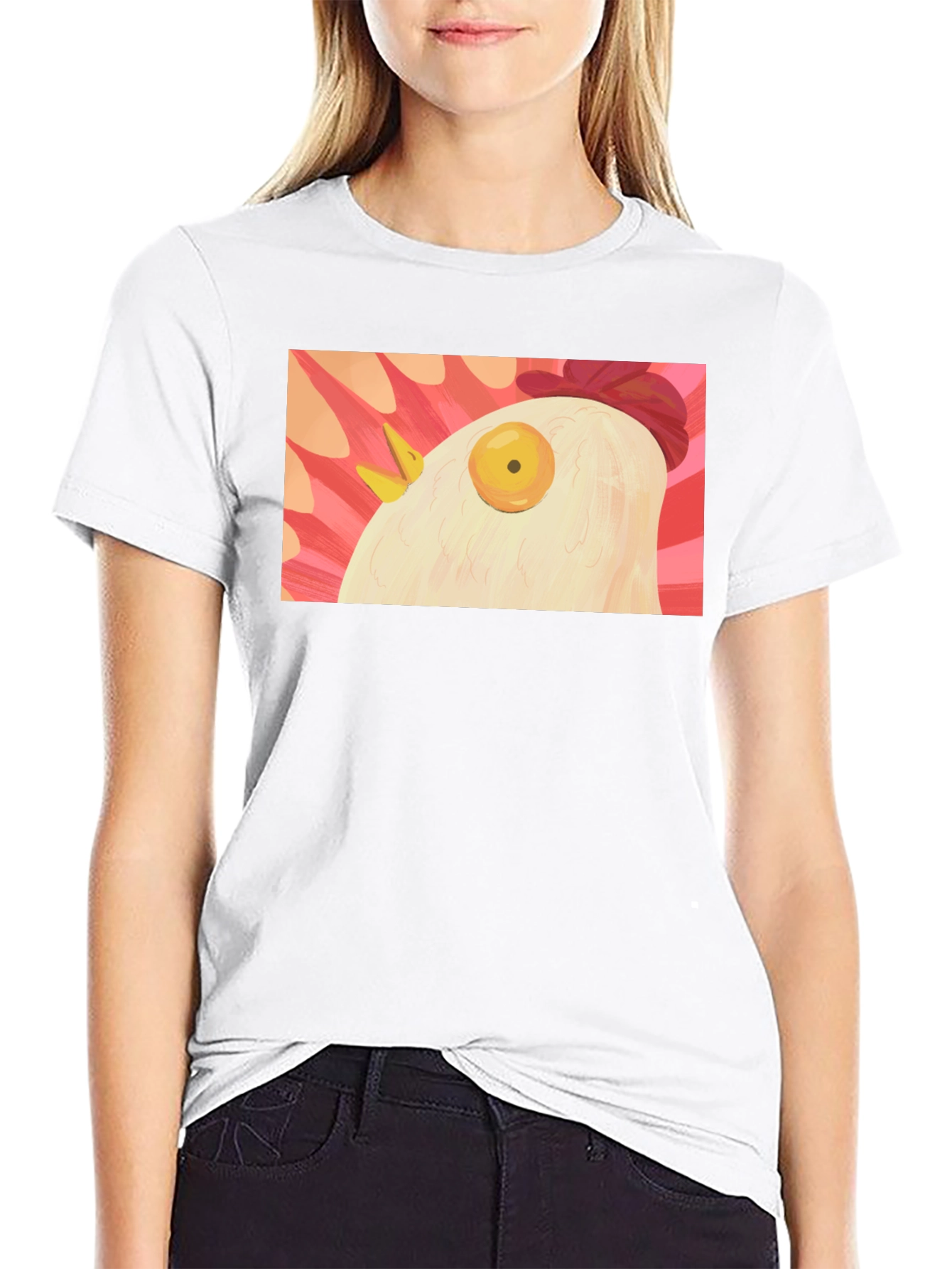 Surreal Chicken Graphic Tee - Black Crew Neck