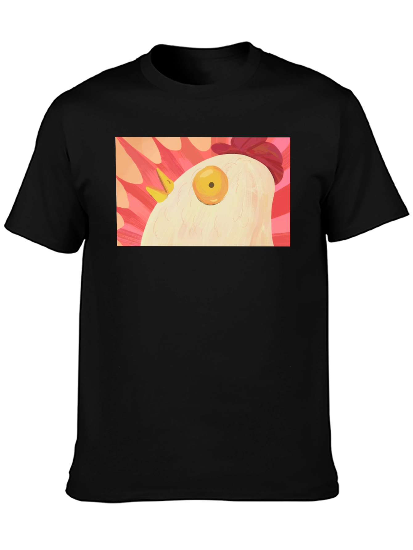Surreal Chicken Graphic Tee - Black Crew Neck