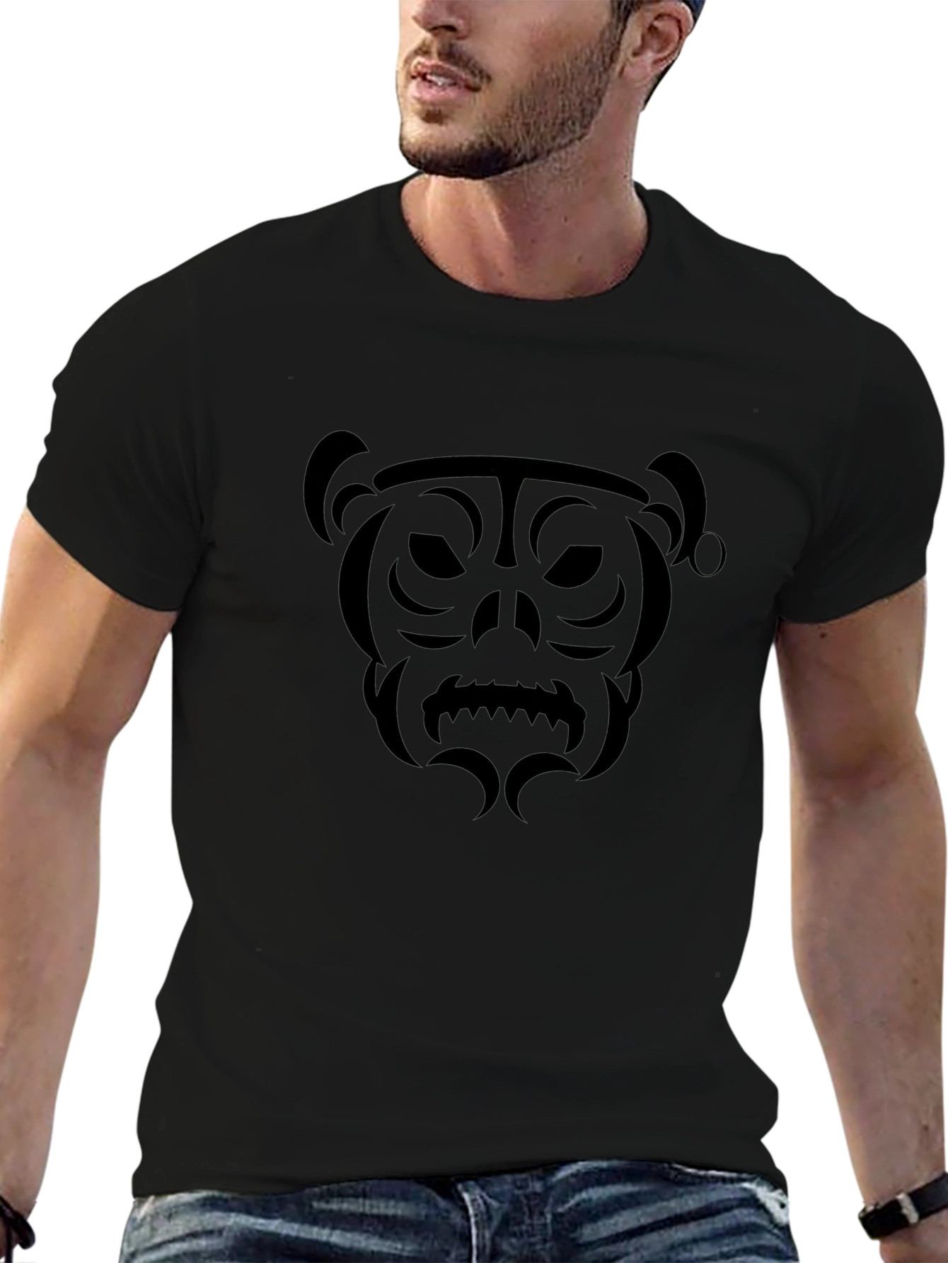 Tribal Bear Graphic Black T-Shirt