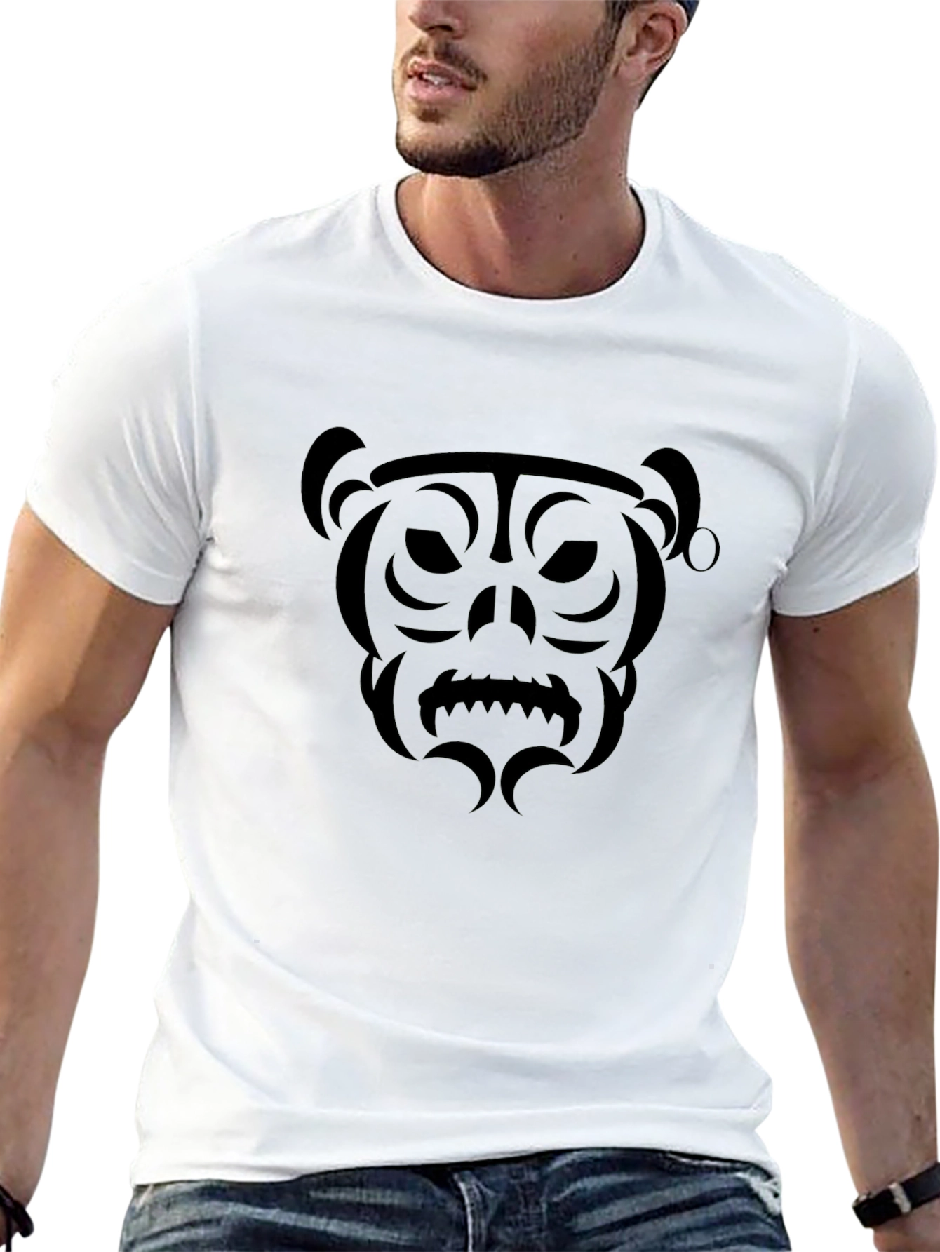 Tribal Bear Graphic Black T-Shirt