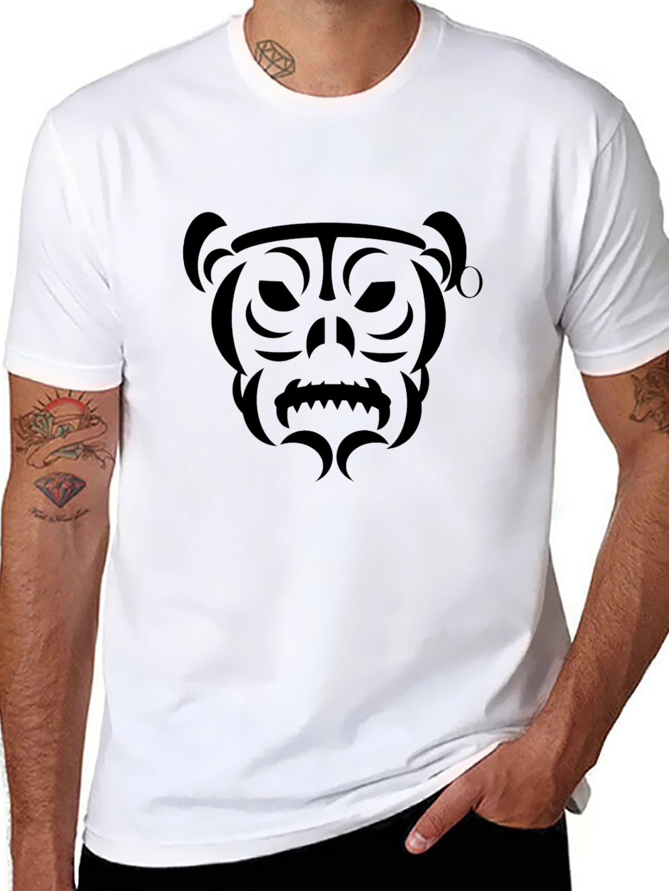 Tribal Bear Graphic Black T-Shirt