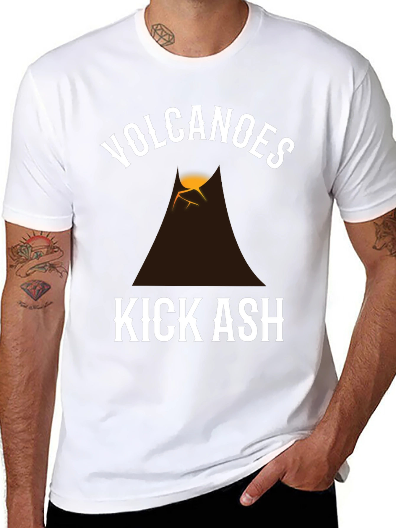 Volcanoes Kick Ash Graphic T-Shirt - Black
