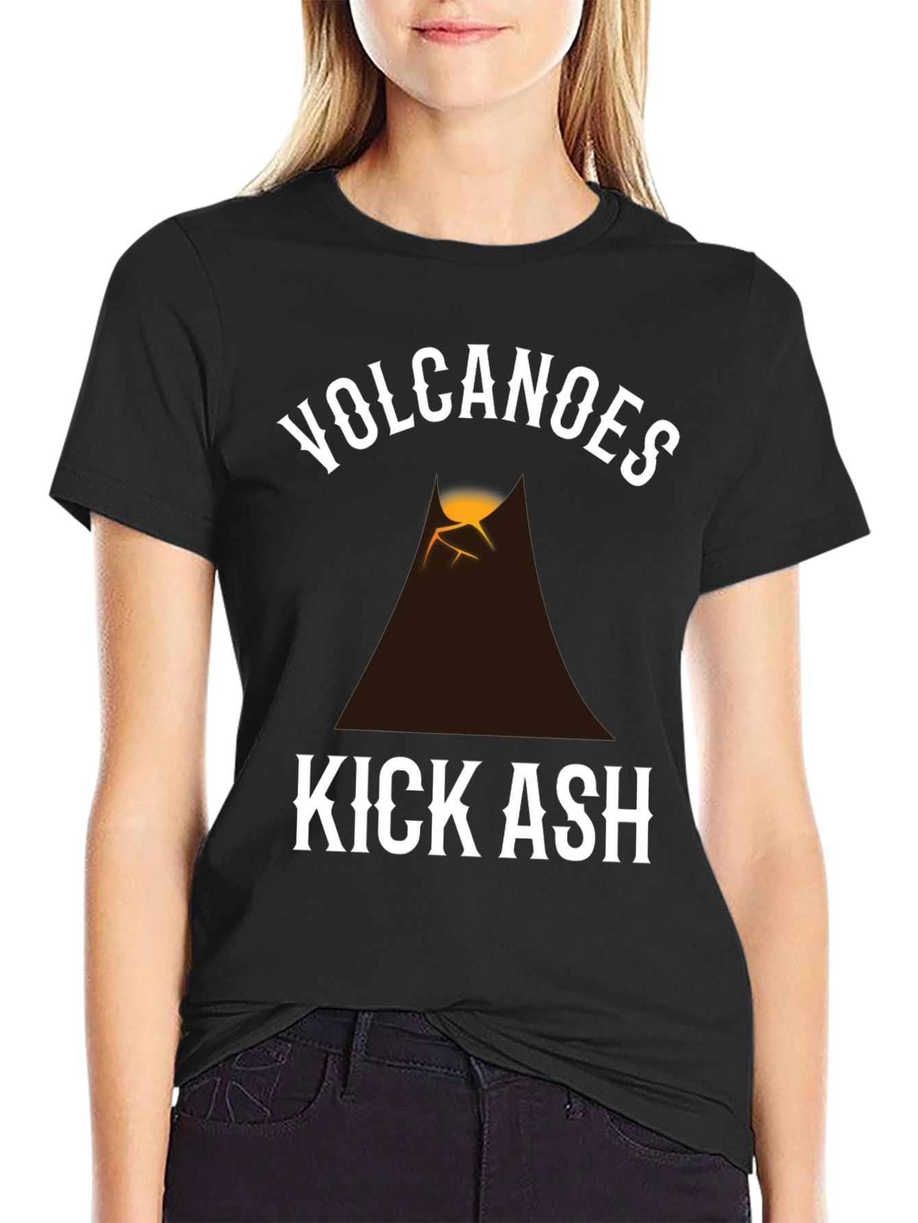Volcanoes Kick Ash Graphic T-Shirt - Black