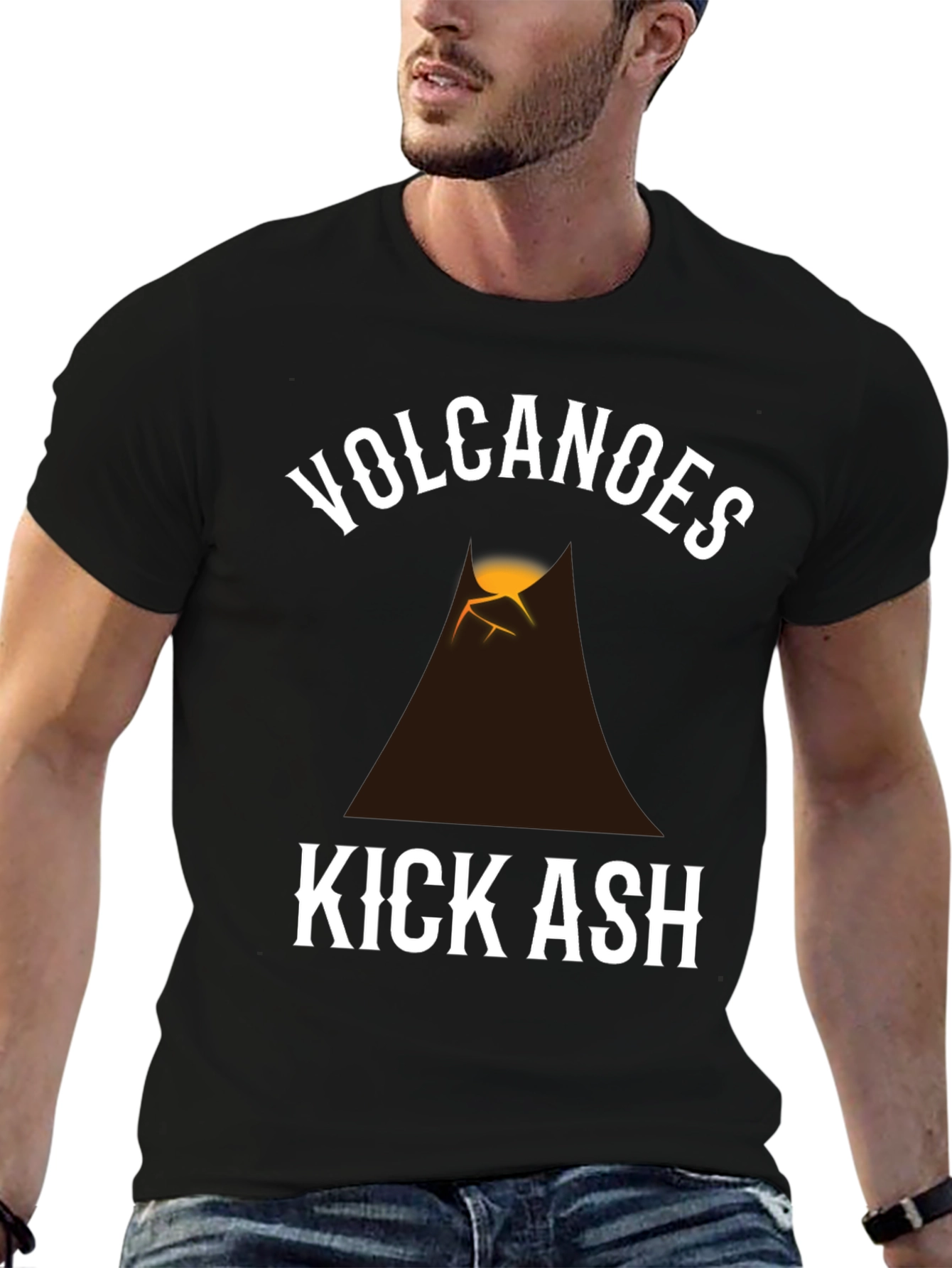 Volcanoes Kick Ash Graphic T-Shirt - Black