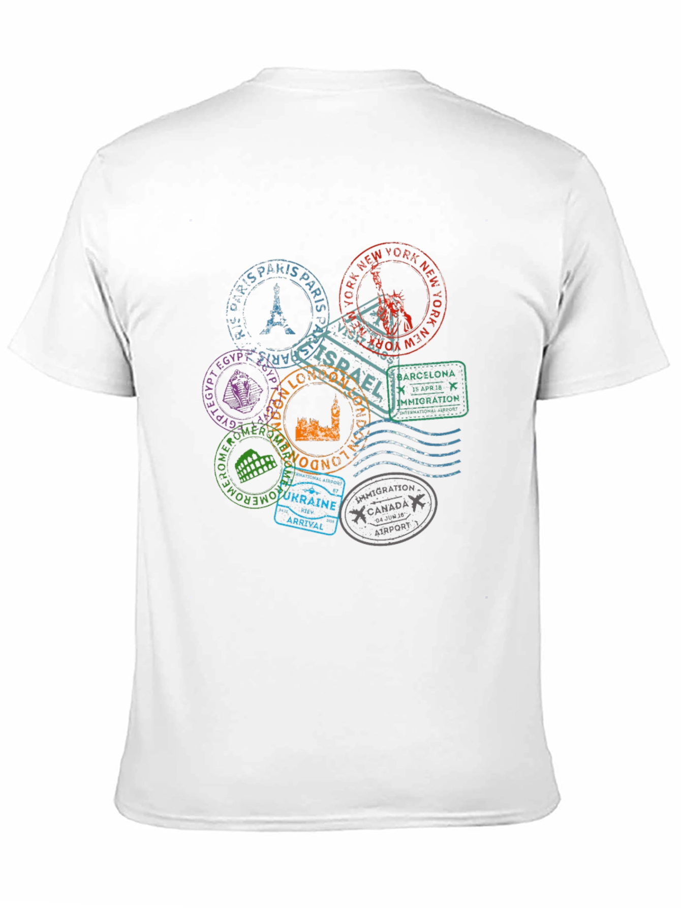 Travel Stamps Graphic T-Shirt