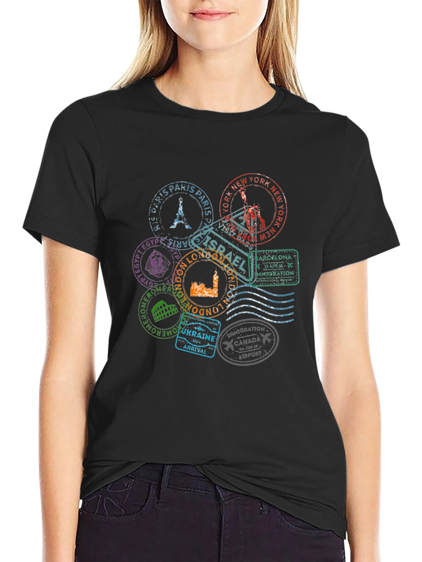 Travel Stamps Graphic T-Shirt