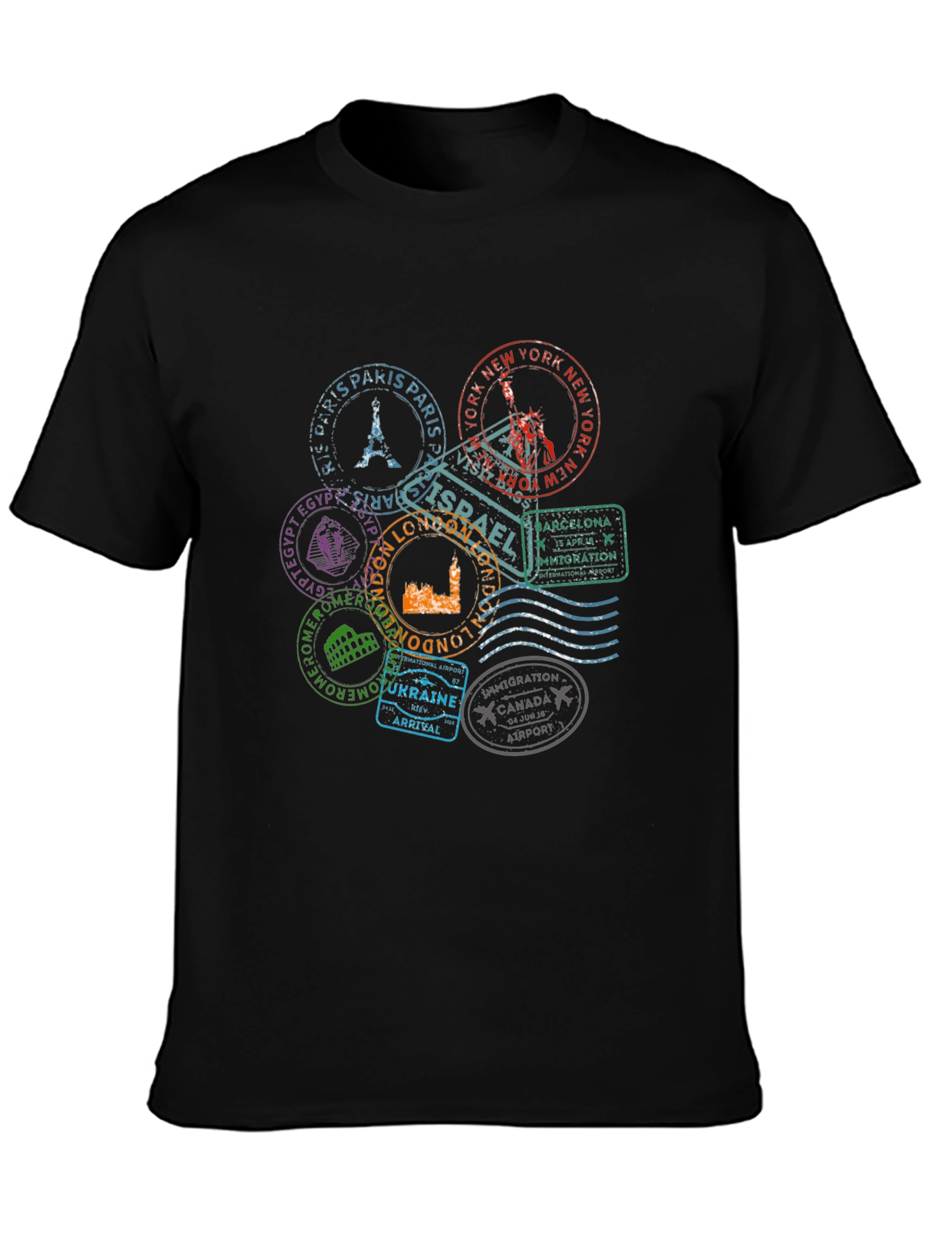 Travel Stamps Graphic T-Shirt