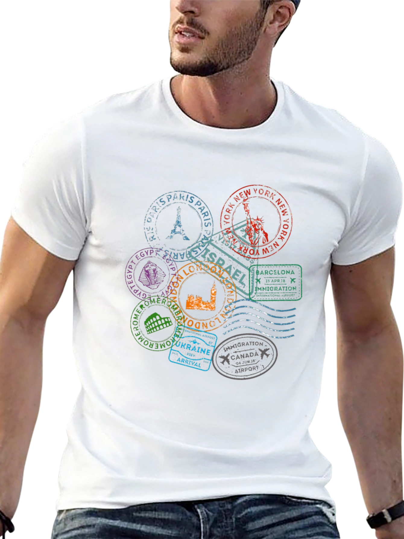 Travel Stamps Graphic T-Shirt